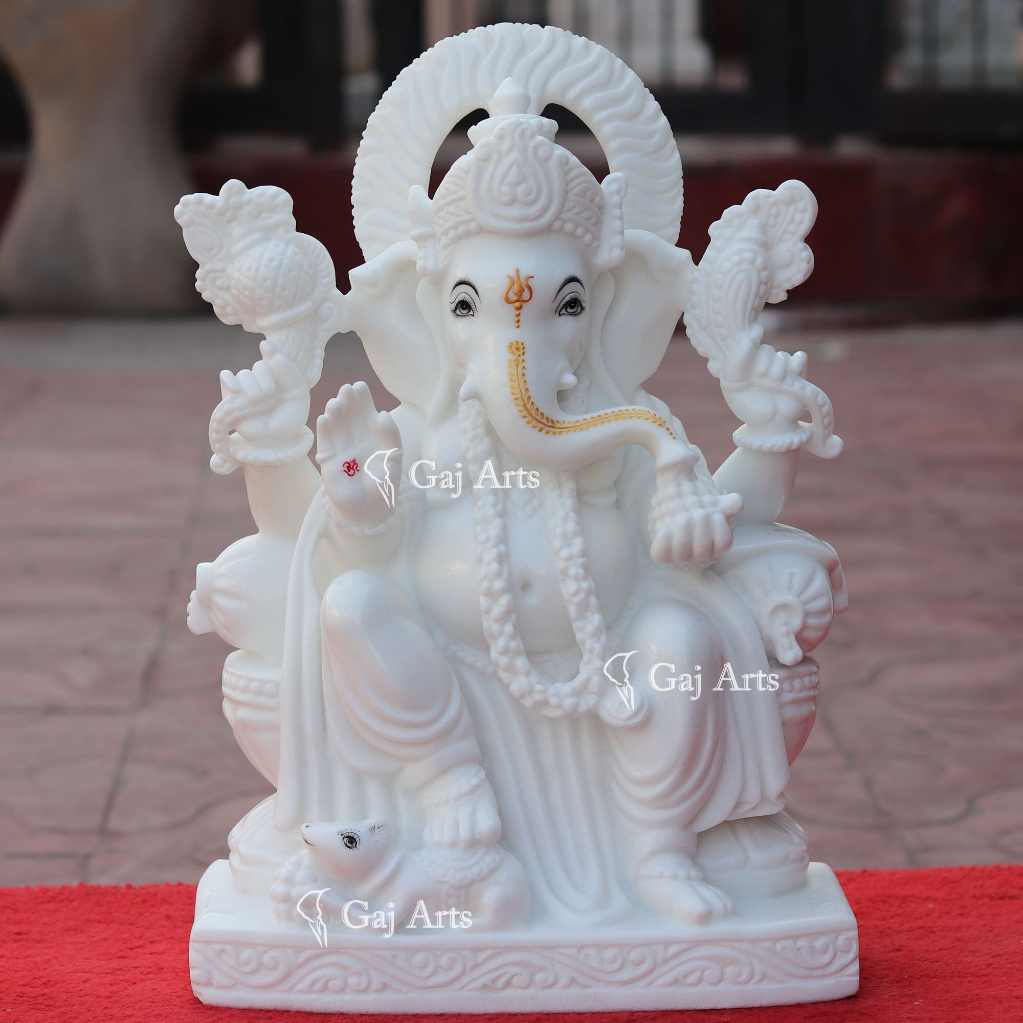 Super White Vietnam Marble Ganesh Murti | 18 Inch