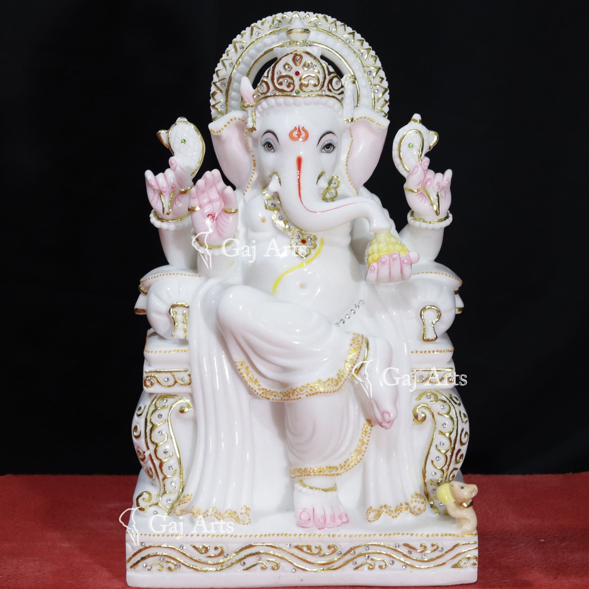 Super White Makrana Marble Ganesh Statue | 18 Inch