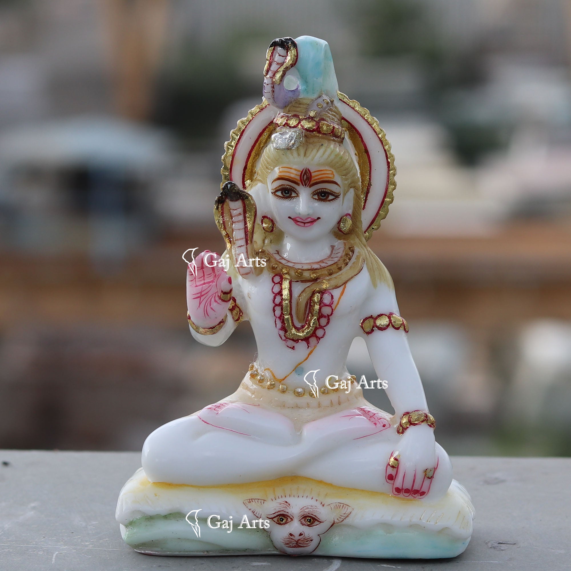 White Ethiopia  Marble Lord Shiva Statue | 6 Inch