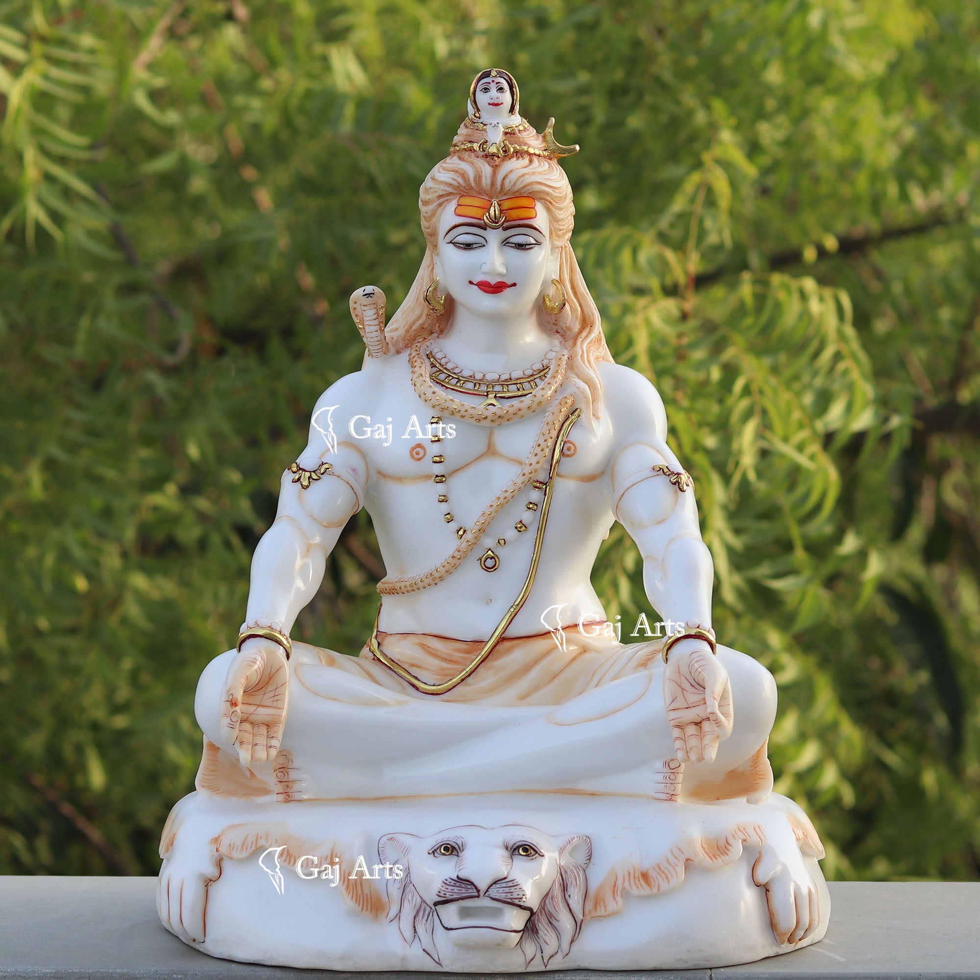 White Marble Ethiopia Shiva Statue | 18 Inch