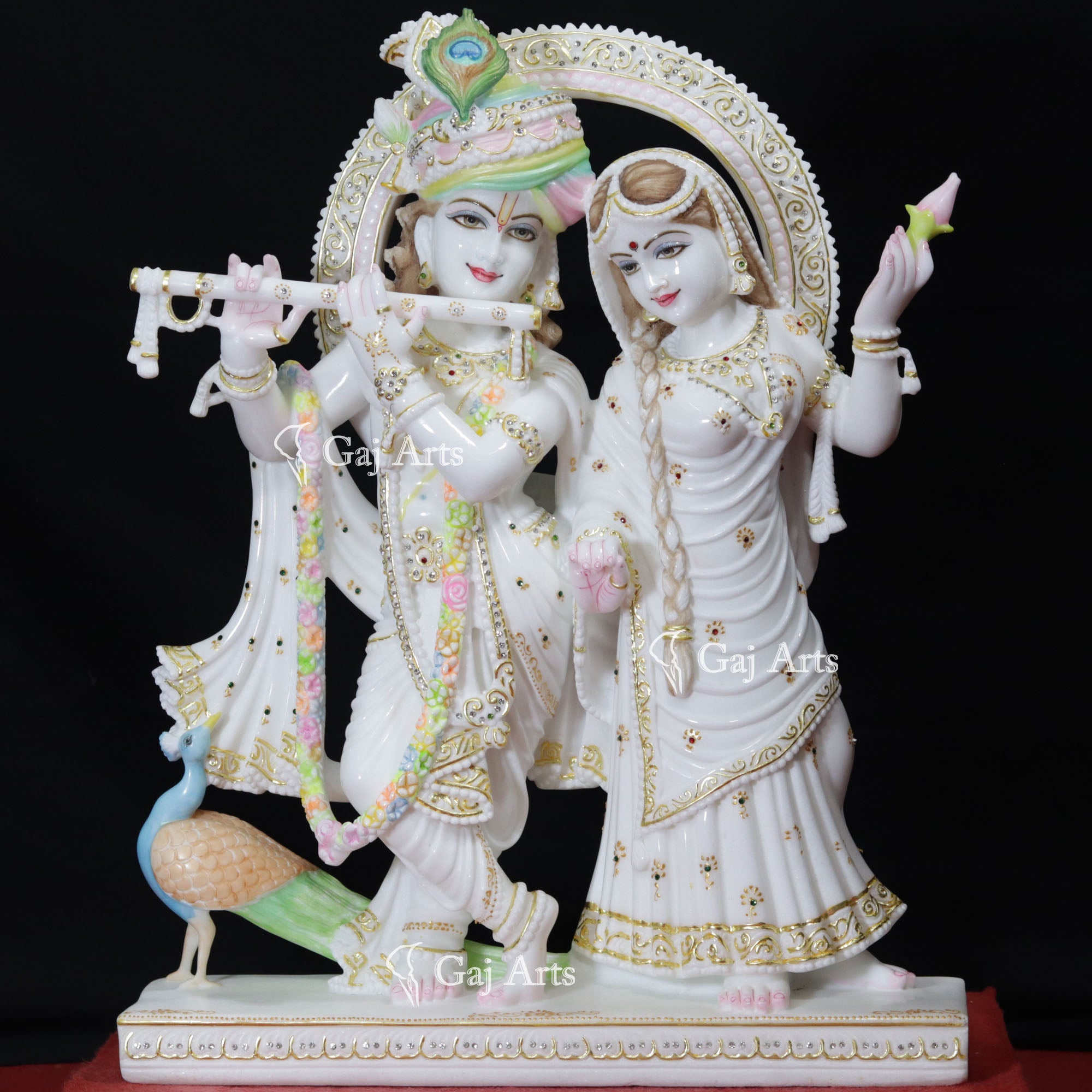 White Marble Radha Krishna Jugal Jodi Idol | 27 Inch