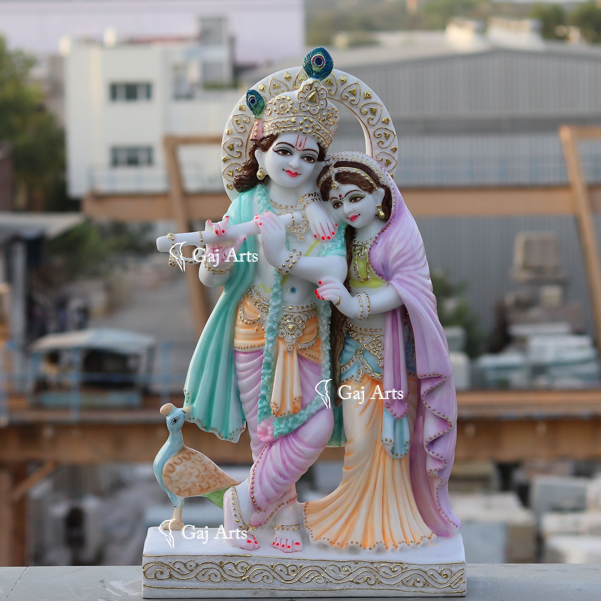White Marble Ethiopia Radha Krishna Idol | 24 Inch