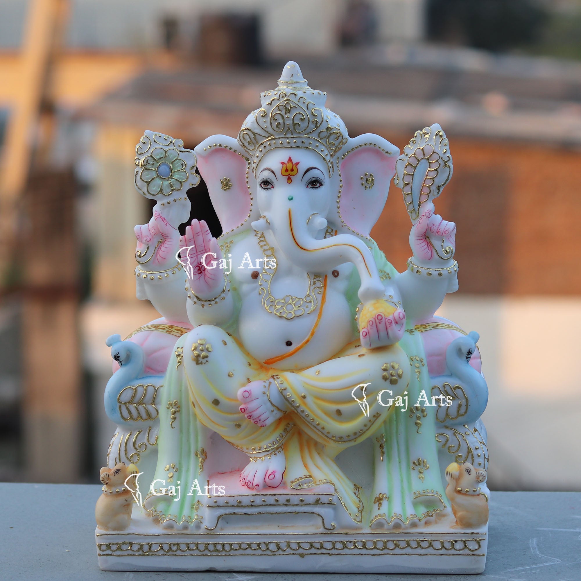 White Marble Ganesh Statue | 12 Inch