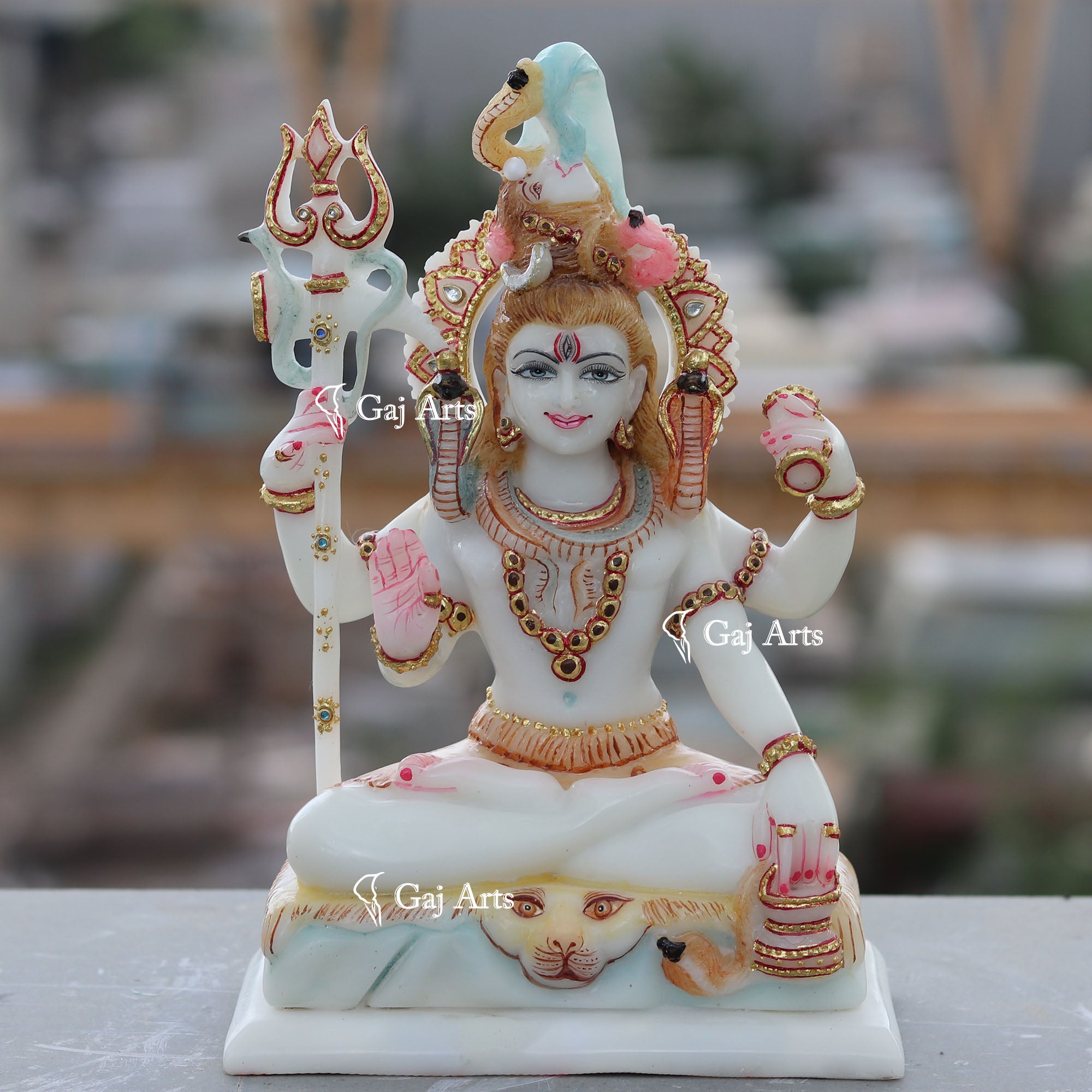 White Ethiopia  Marble Lord Shiva Statue | 10 Inch