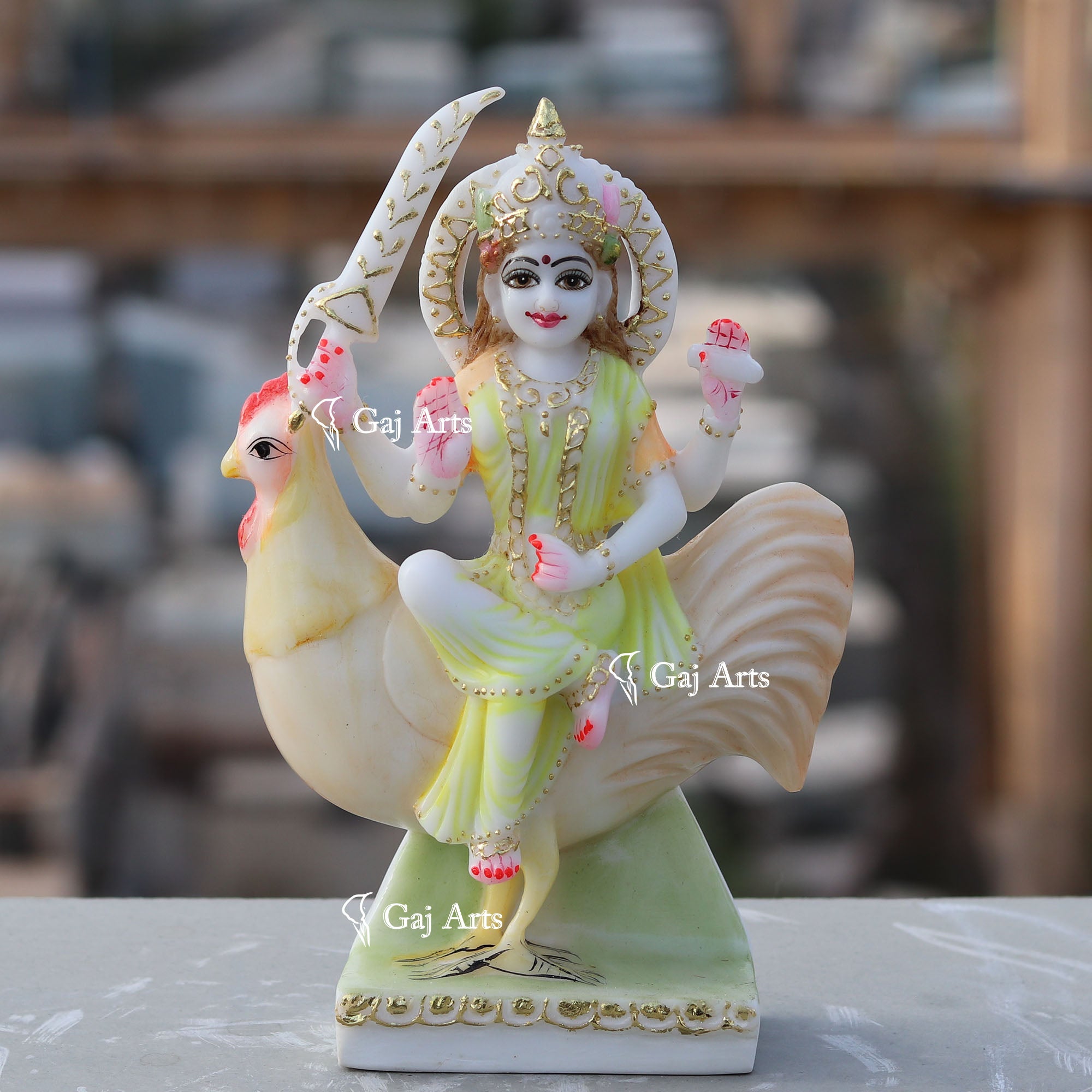 White Marble Bahu Charni Mata Idol | 9 Inch