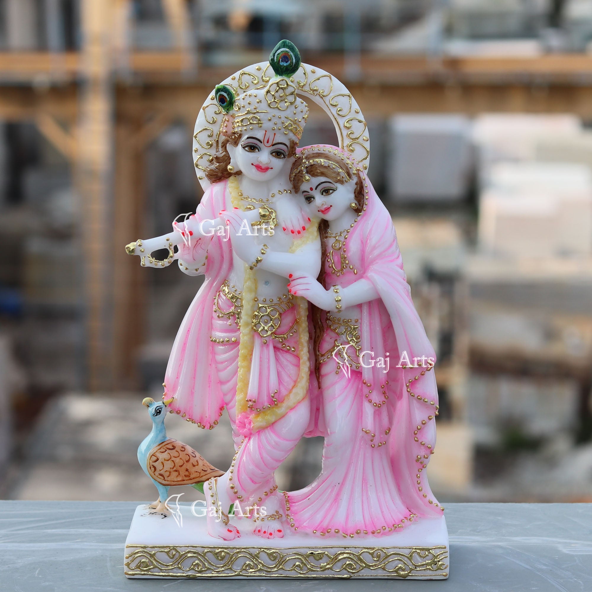 White Marble Radha Krishna Jodi | 12 Inch