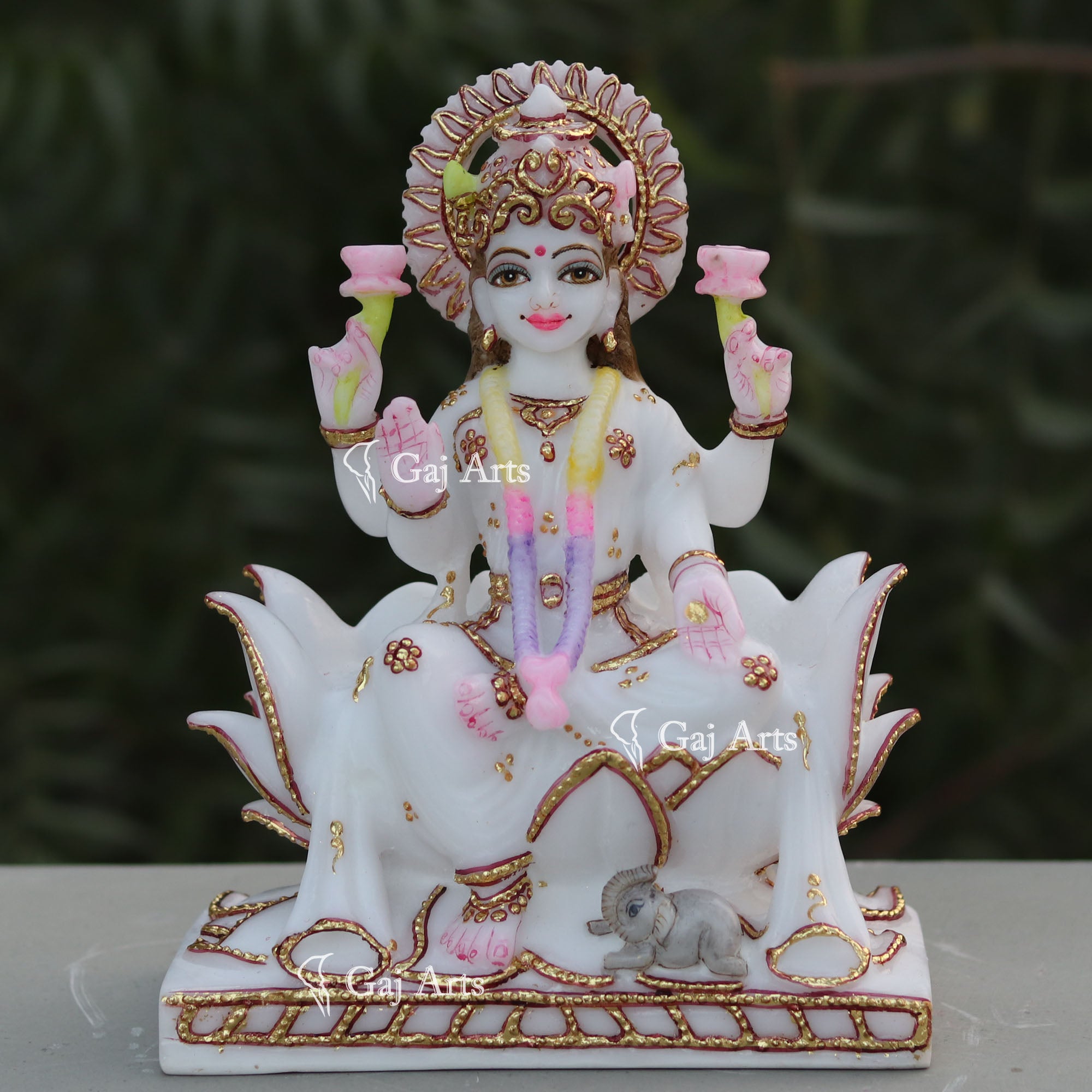 White Marble Lakshmi Mata Statue | 9 Inch