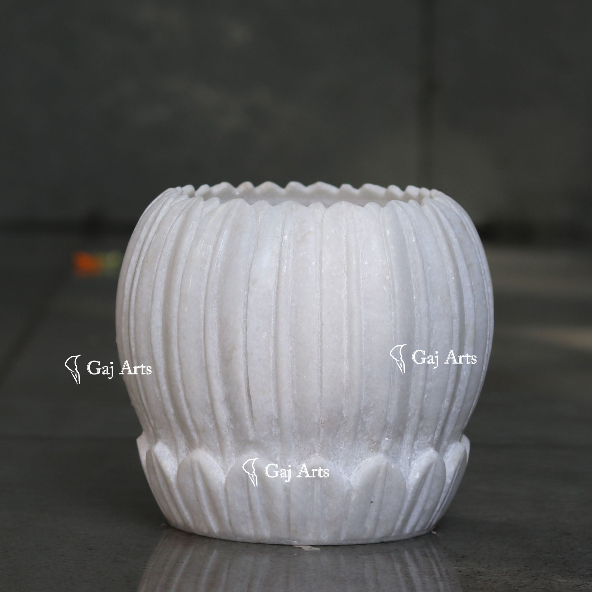 White Marble Artisan Floral Bowl | 6 Inch