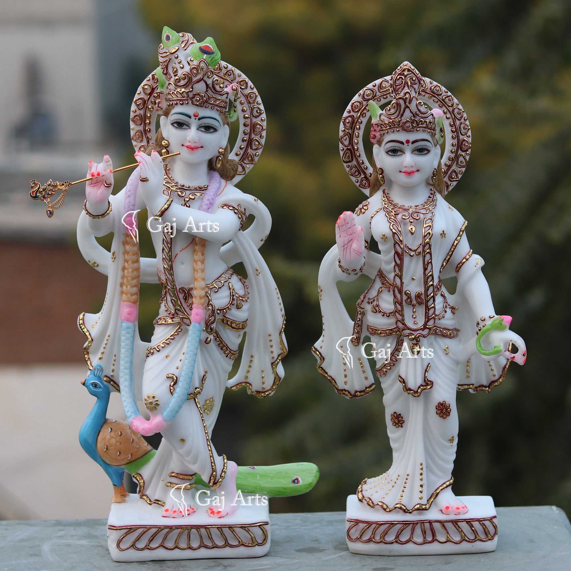 White Marble Ethiopia Radha Krishna Idol | 18 Inch