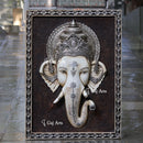 White Korean Marble Ganpati Wall Panel Silver Art | 48 Inch