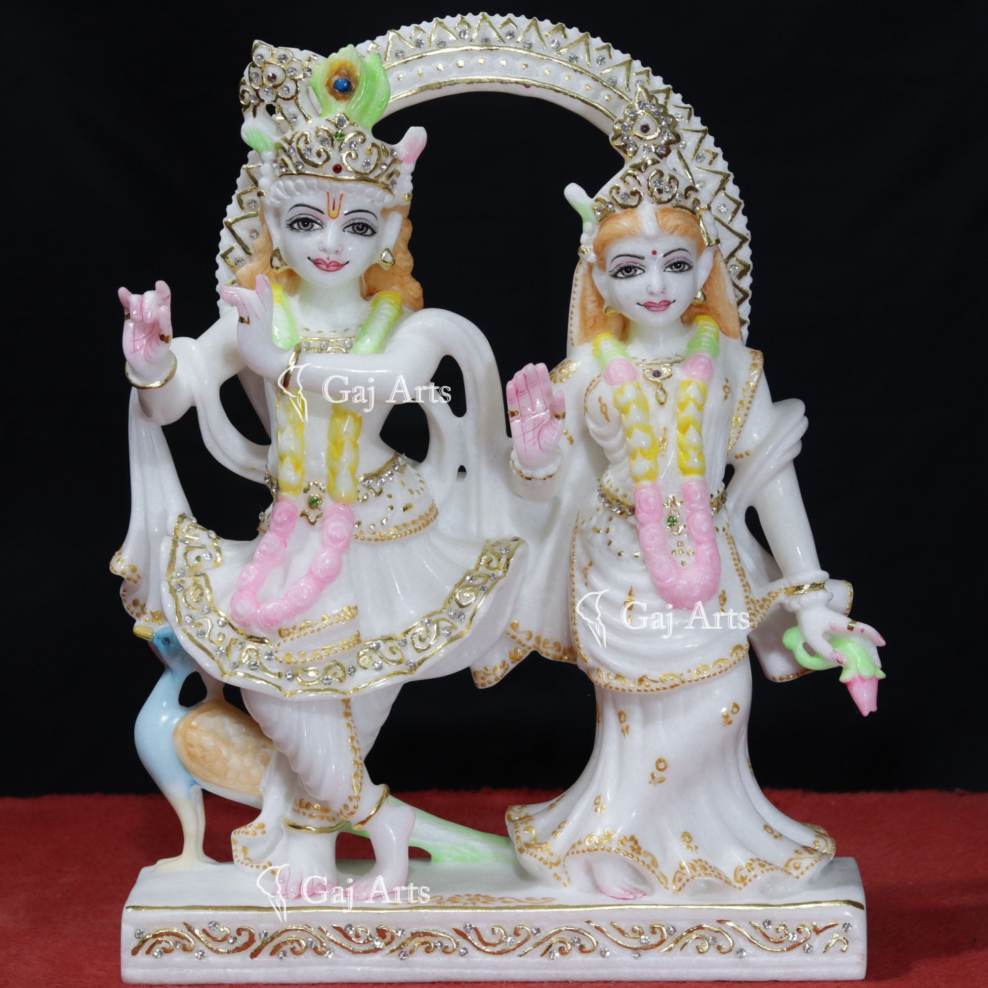 Super White Makrana Marble Radha Krishna Jugal Jodi Murti | 15 Inch