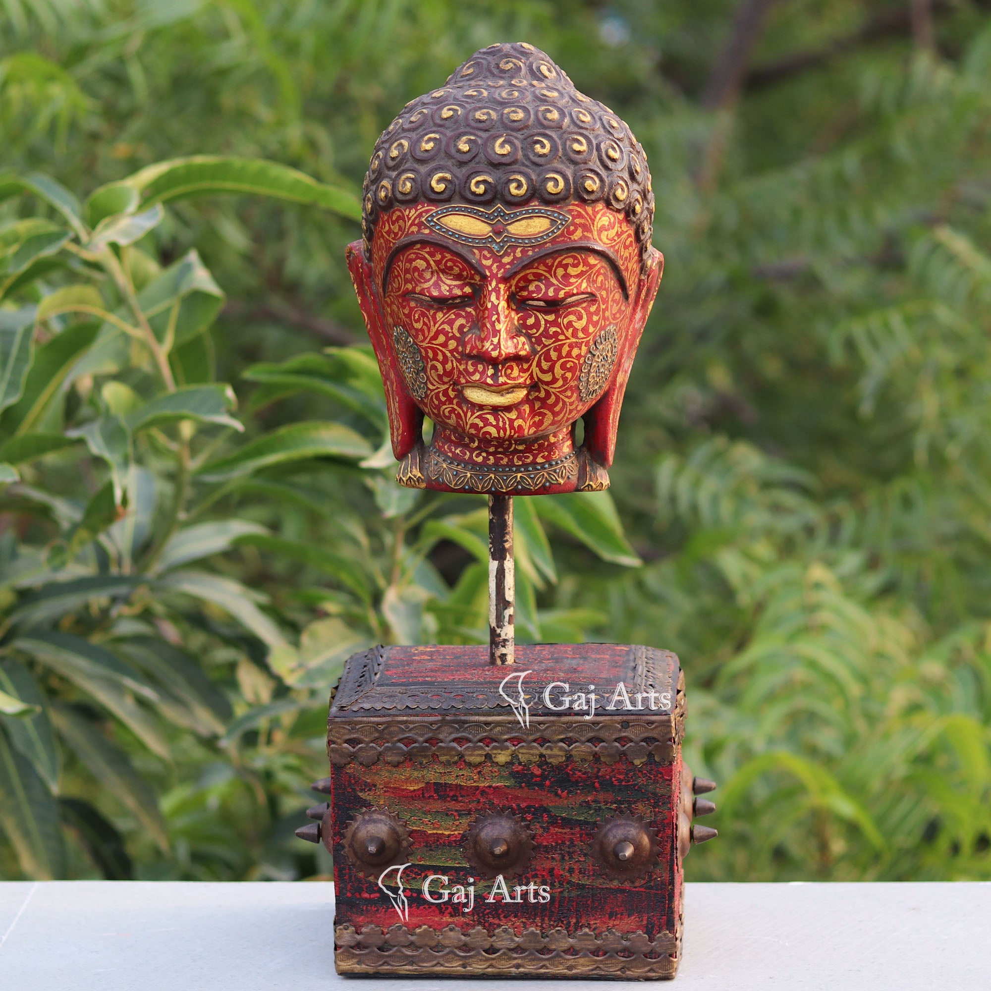 Wooden Buddha Head Statue | 19 Inch