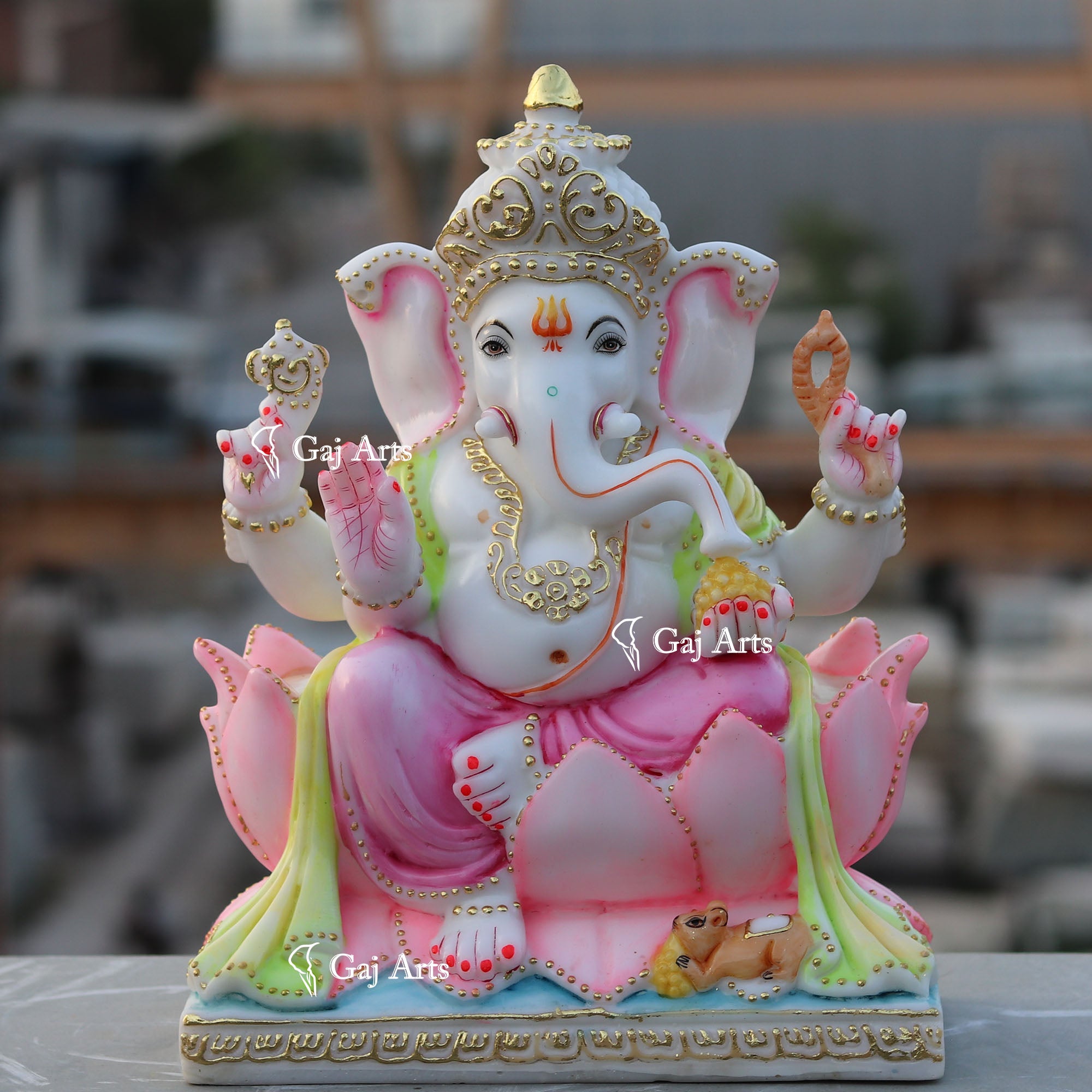 White Marble Ethiopia Ganesh Idol | 15 Inch