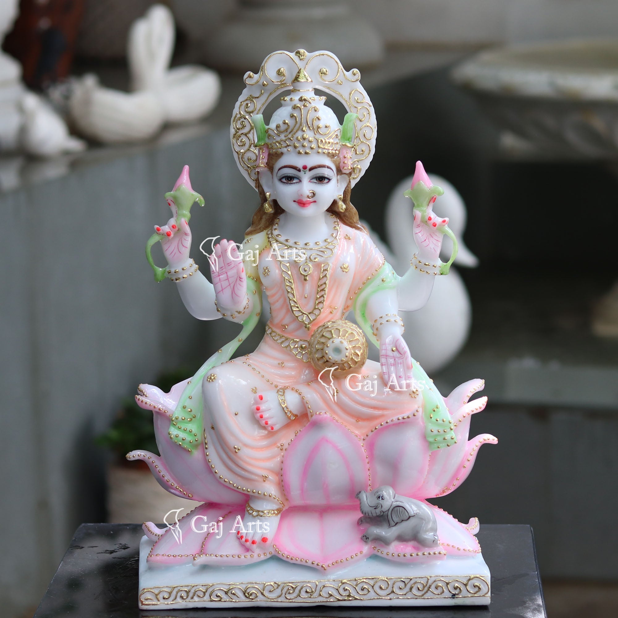 White Marble Lakshmi Mata Statue | 18 Inch