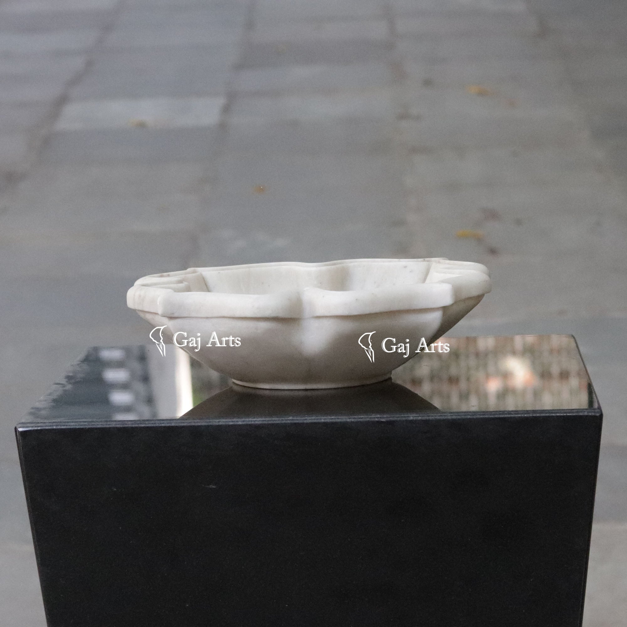 White Marble Classic Floral Bowl | 12 Inch