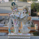 White Marble Ethiopia Radha Krishna Jodi Idol | 27 Inch
