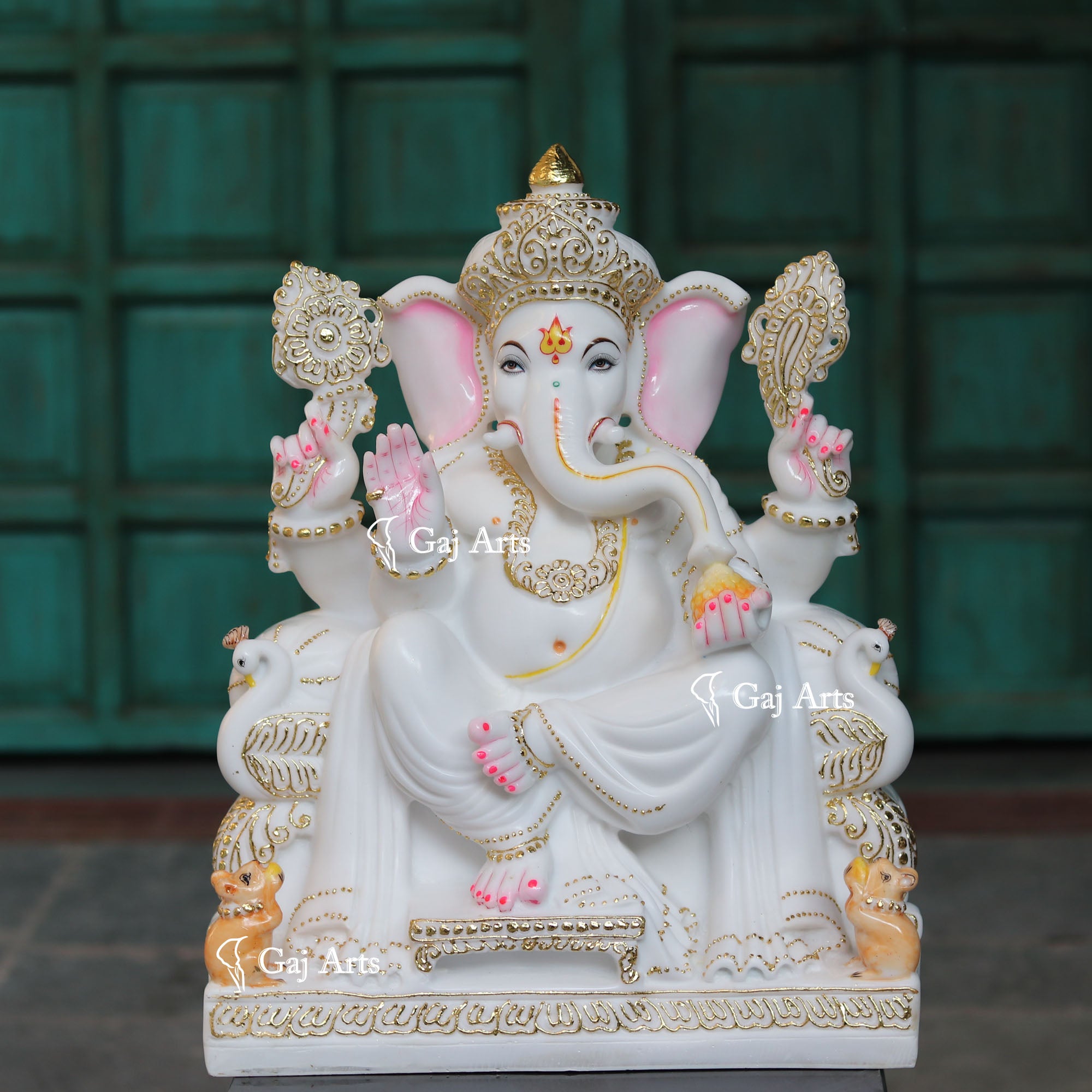 White Marble Ethiopia Ganesh Idol | 24 Inch