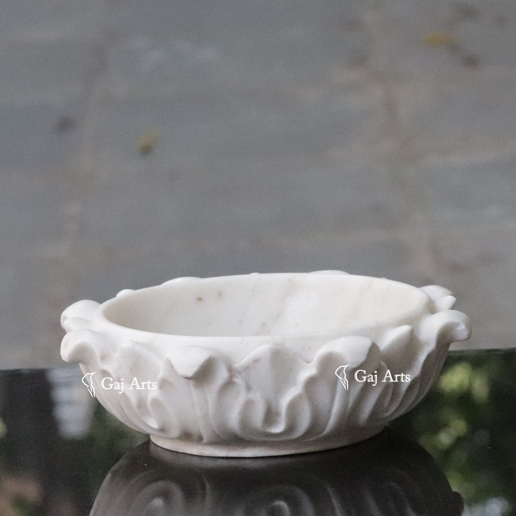 White Marble Decorative Petal Bowl | 9 Inch
