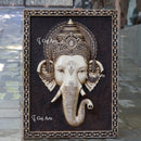 White  Antique Finish  Ganpati Face Wall Panel | 48 Inch