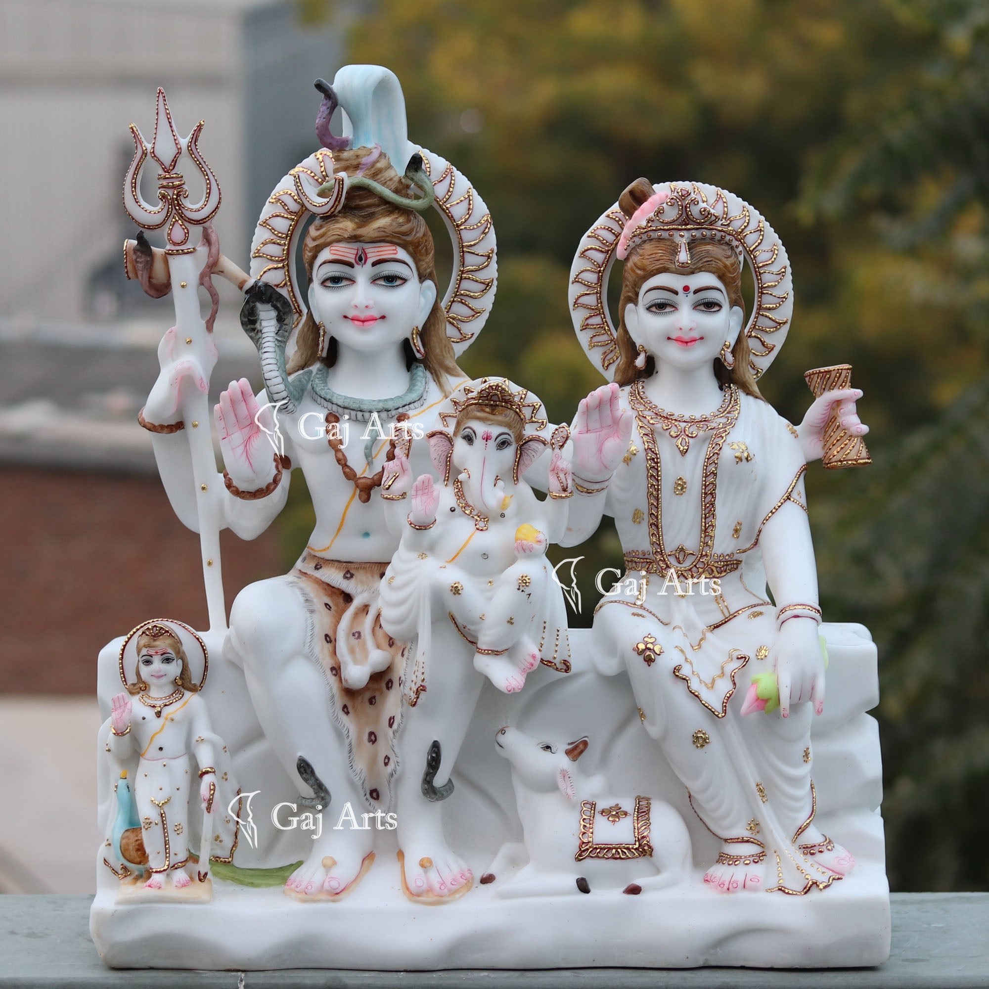 White Marble Ethiopia Shiv Parivar Idol | 24 Inch