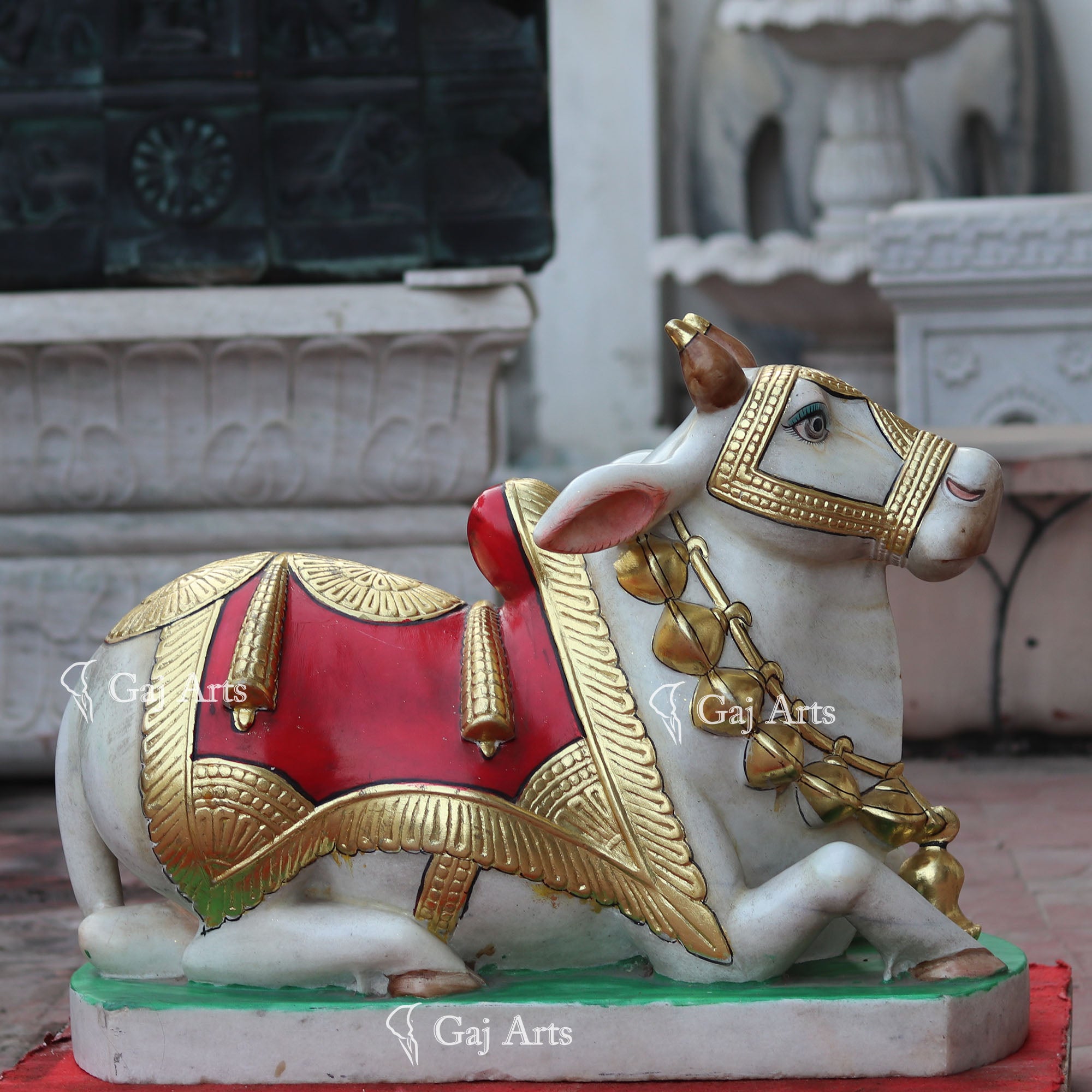 White Marble Nandi Idol | 27 Inch