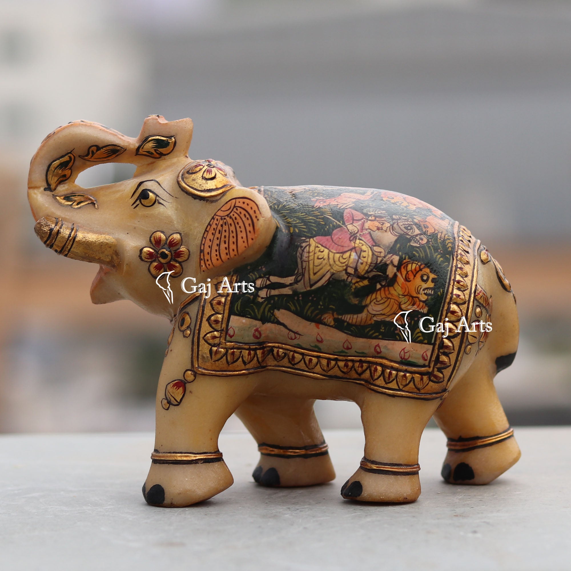 White Marble Elephant Statue | 5 Inch