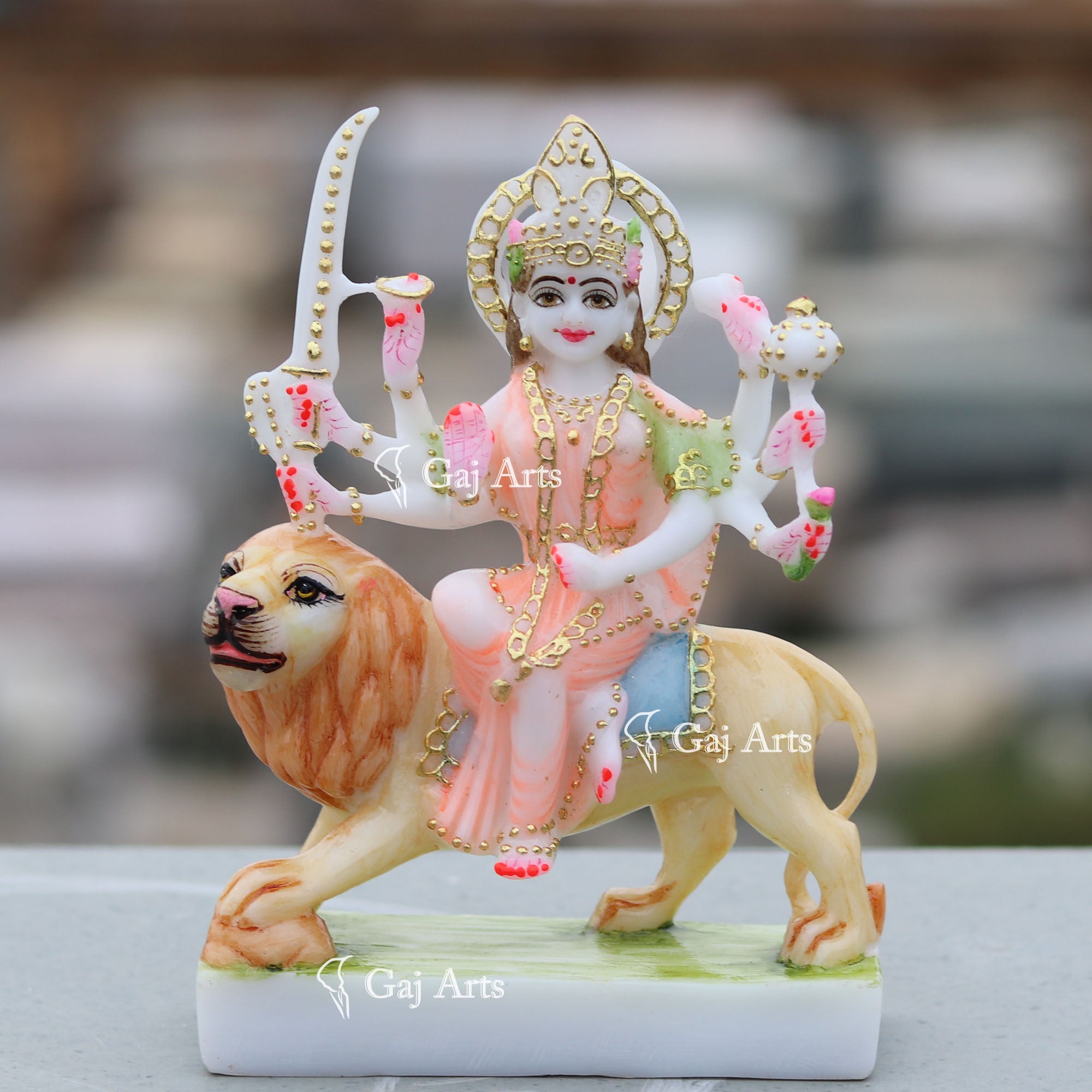 White Marble Durga Maa Idol | 7 Inch
