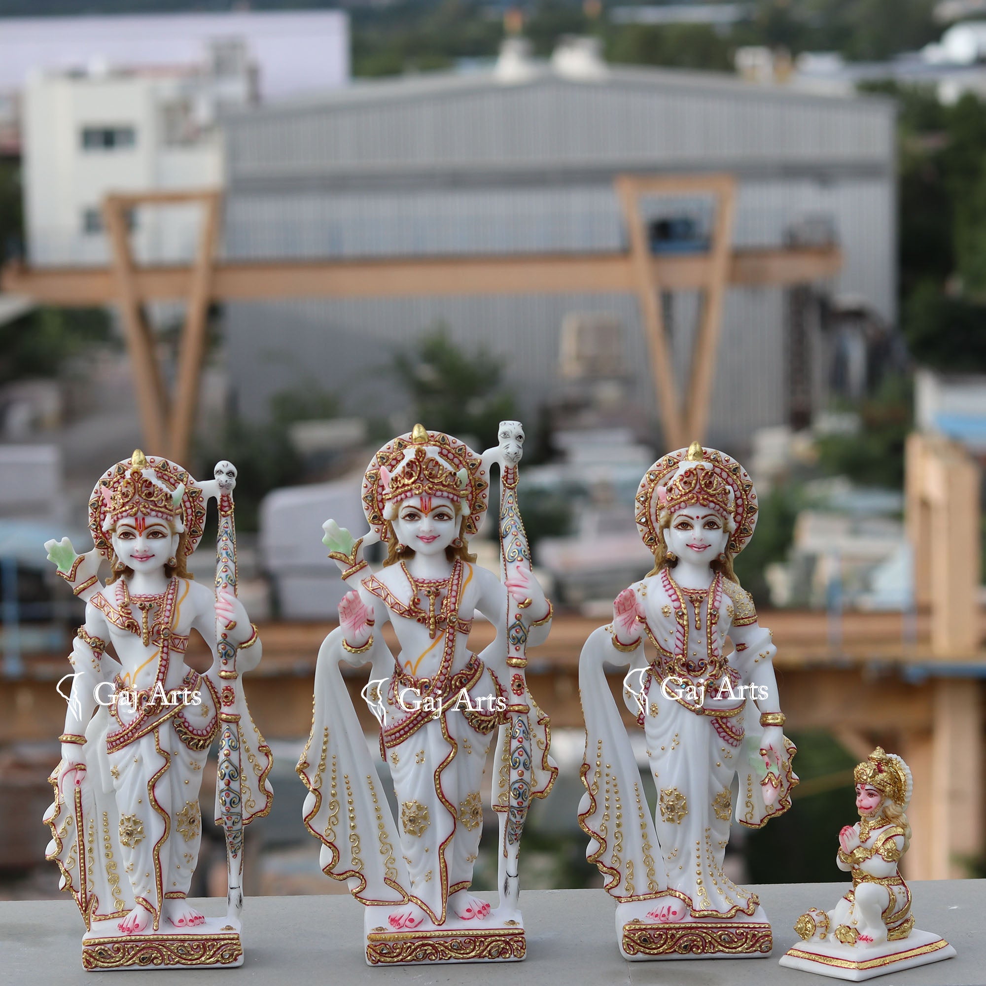 White Ethiopia Marble Ram Jodi Idol | 12 Inch
