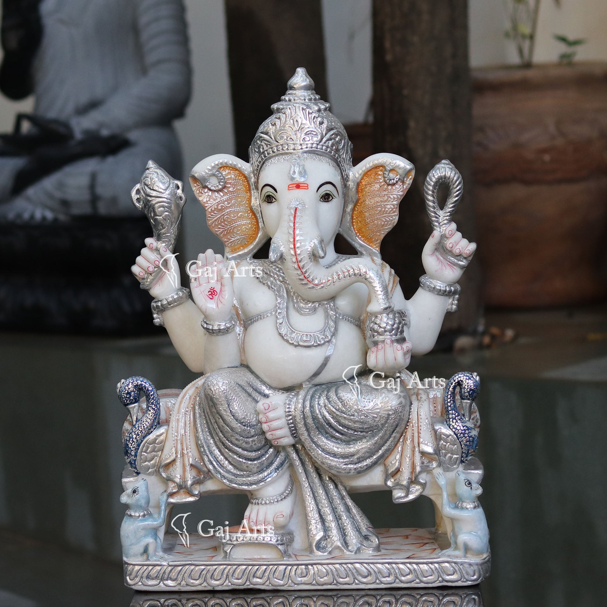 Super White Makrana Marble Ganesh Idol | 24 Inch