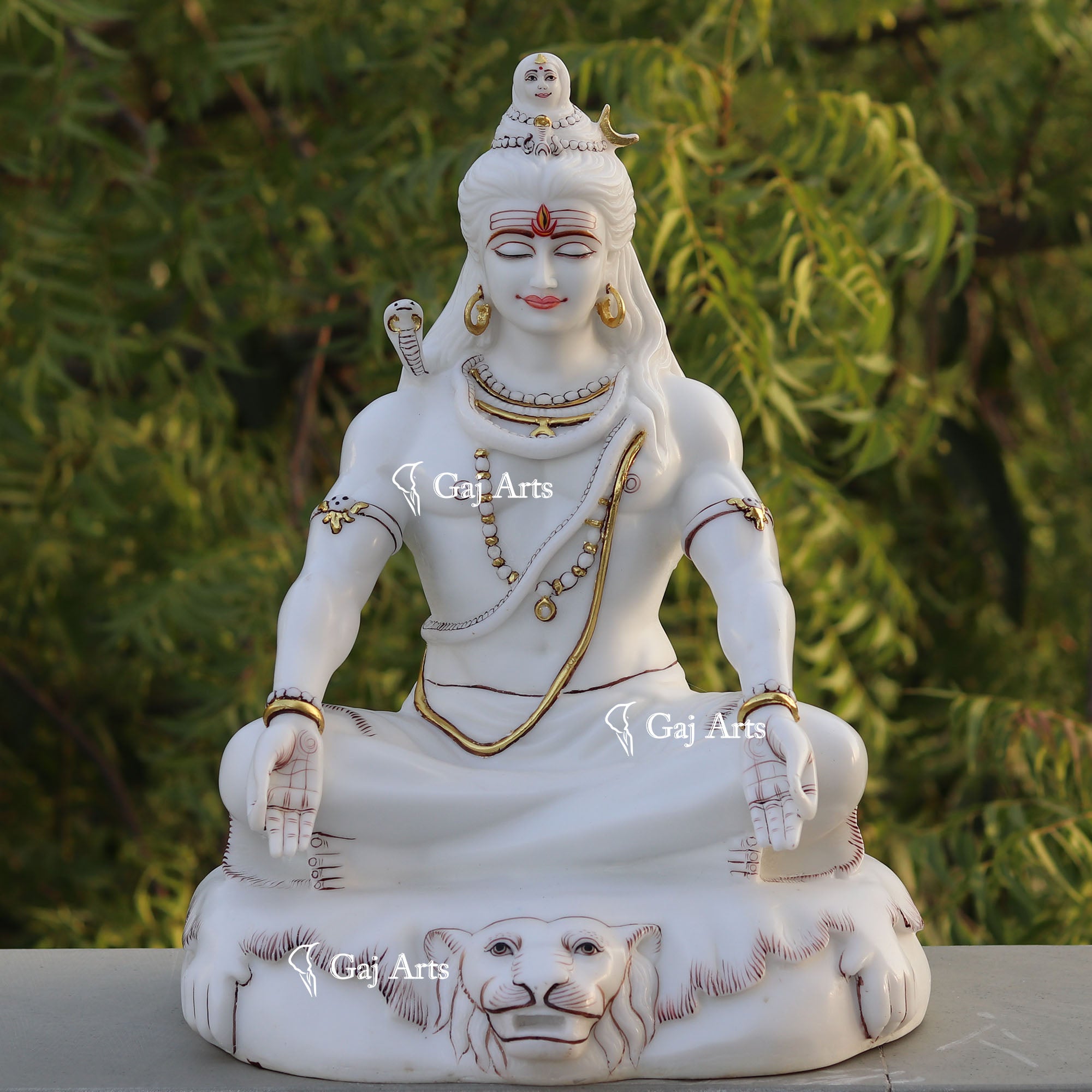 White Marble Ethiopia Shiva Statue | 18 Inch