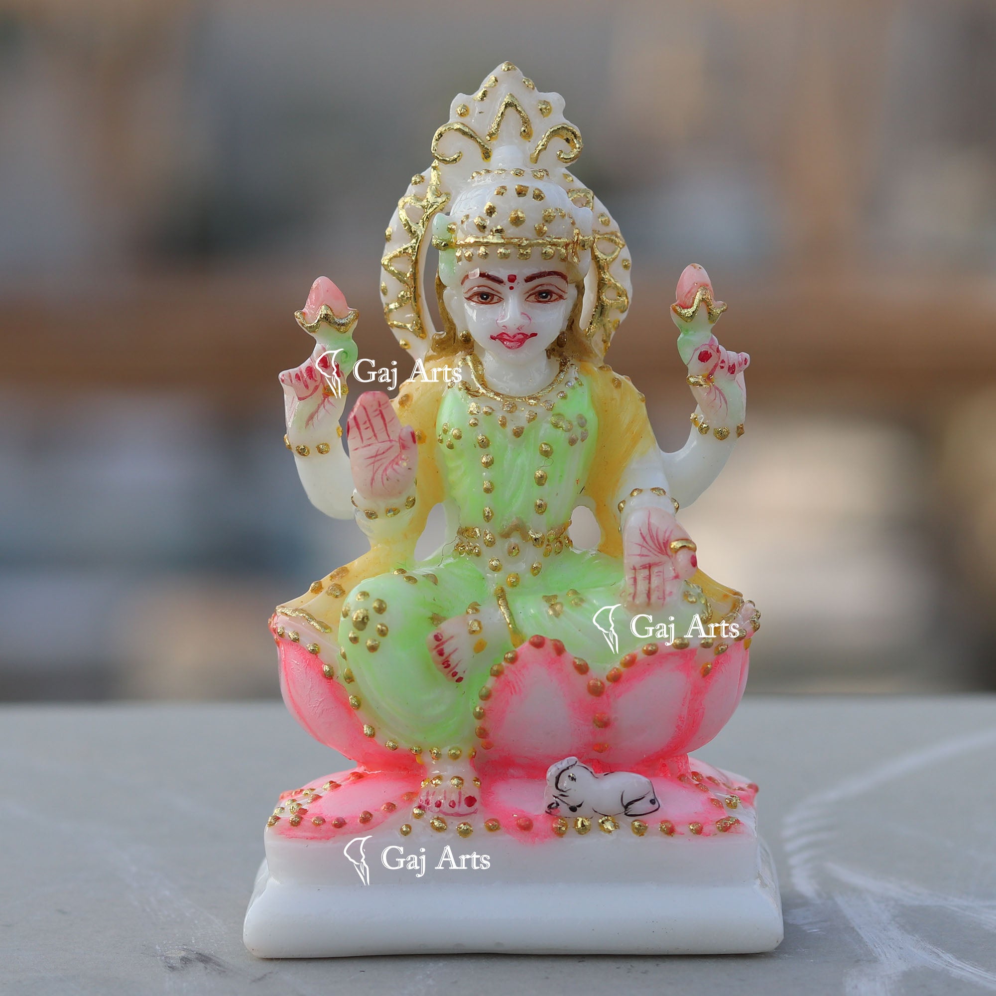 White Marble Ethiopia Lakshmi Mata Idol | 4 Inch