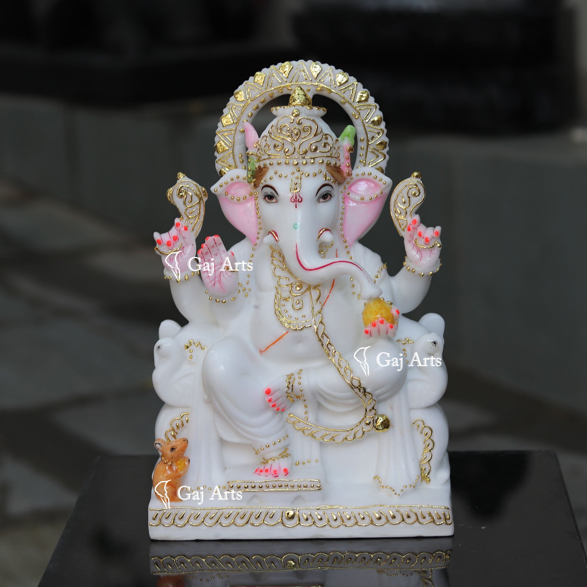 White Marble Ethiopia Ganesh Idol | 15 Inch