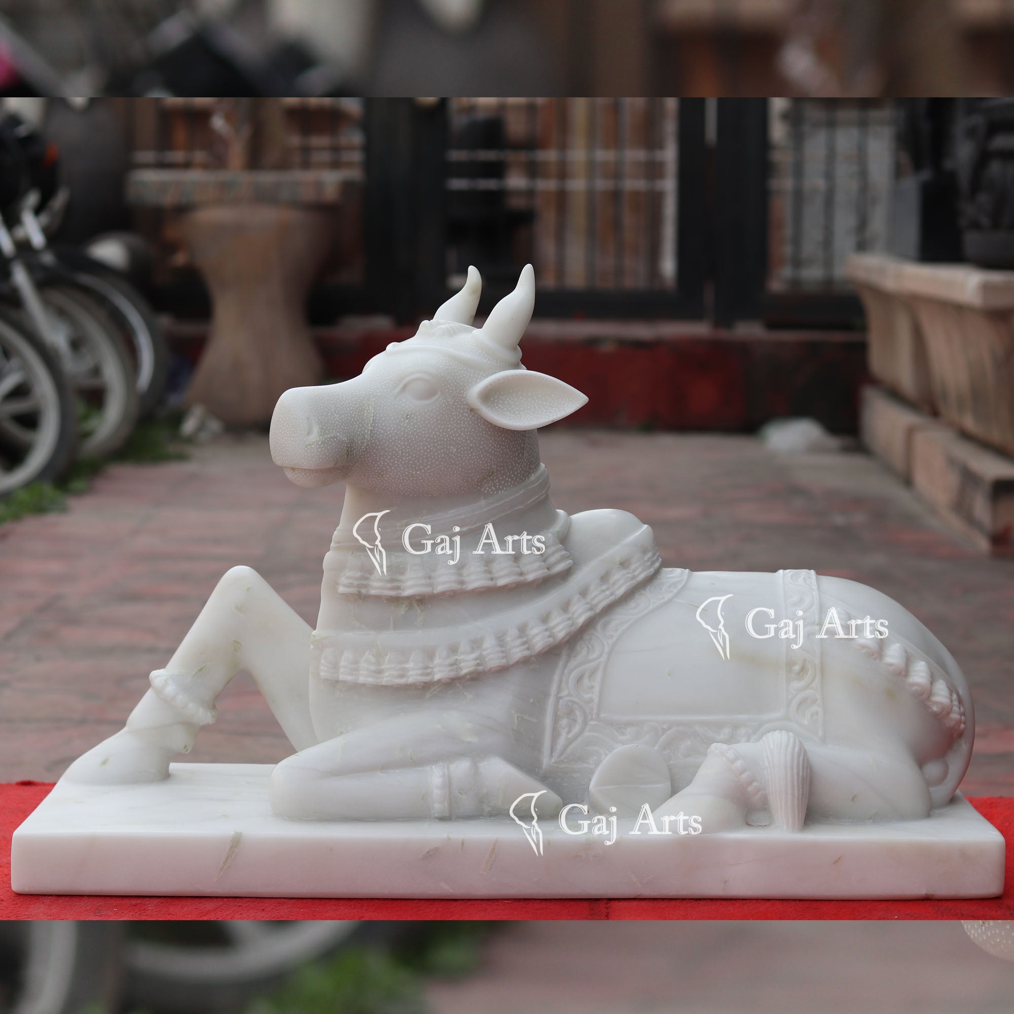 White Marble Nandi Idol | 30 Inch