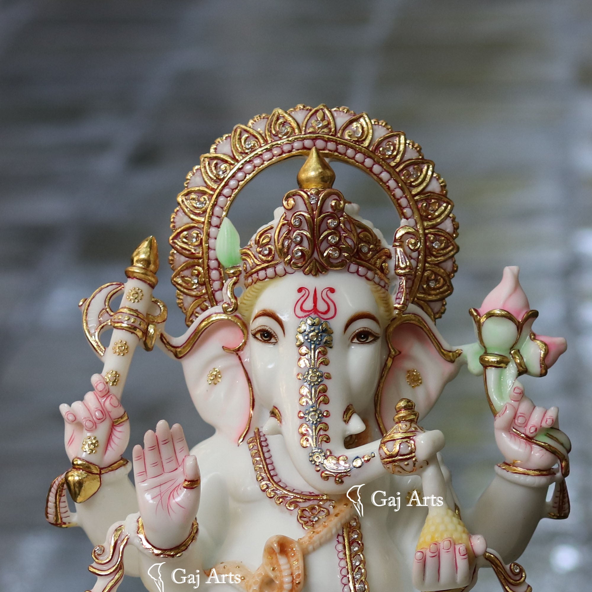 White Marble Ethiopia Ganesh Idol | 18 Inch