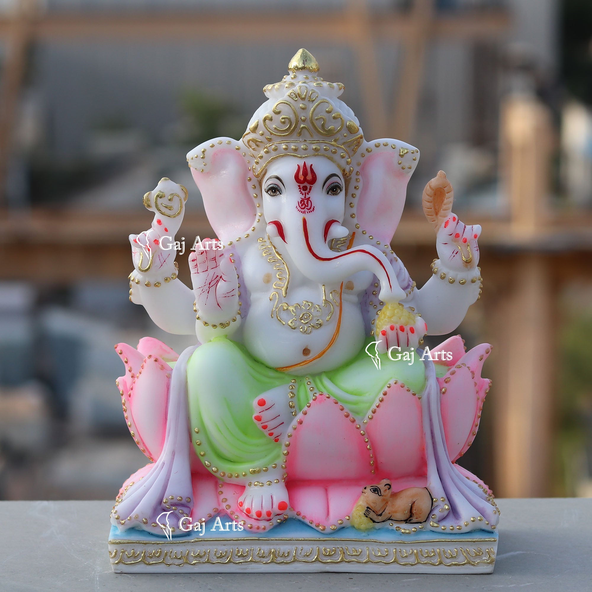 White Marble  Ethiopia Ganesh Murti | 9 Inch