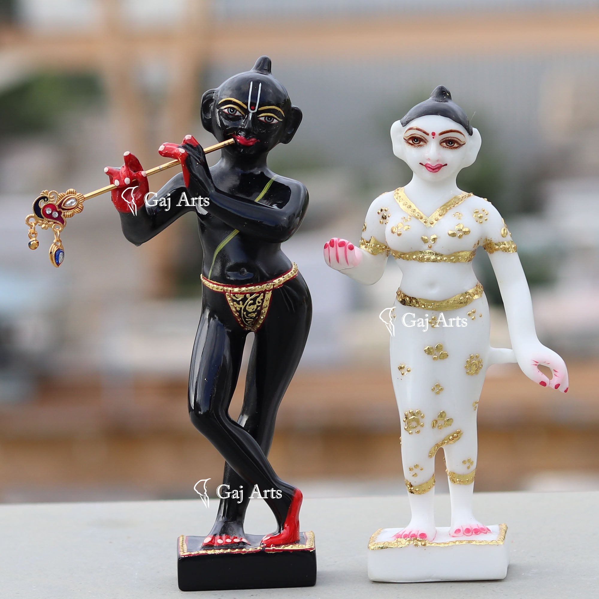 Rajasthan Black Marble Iskon Radha Krishna Idol | 8 Inch
