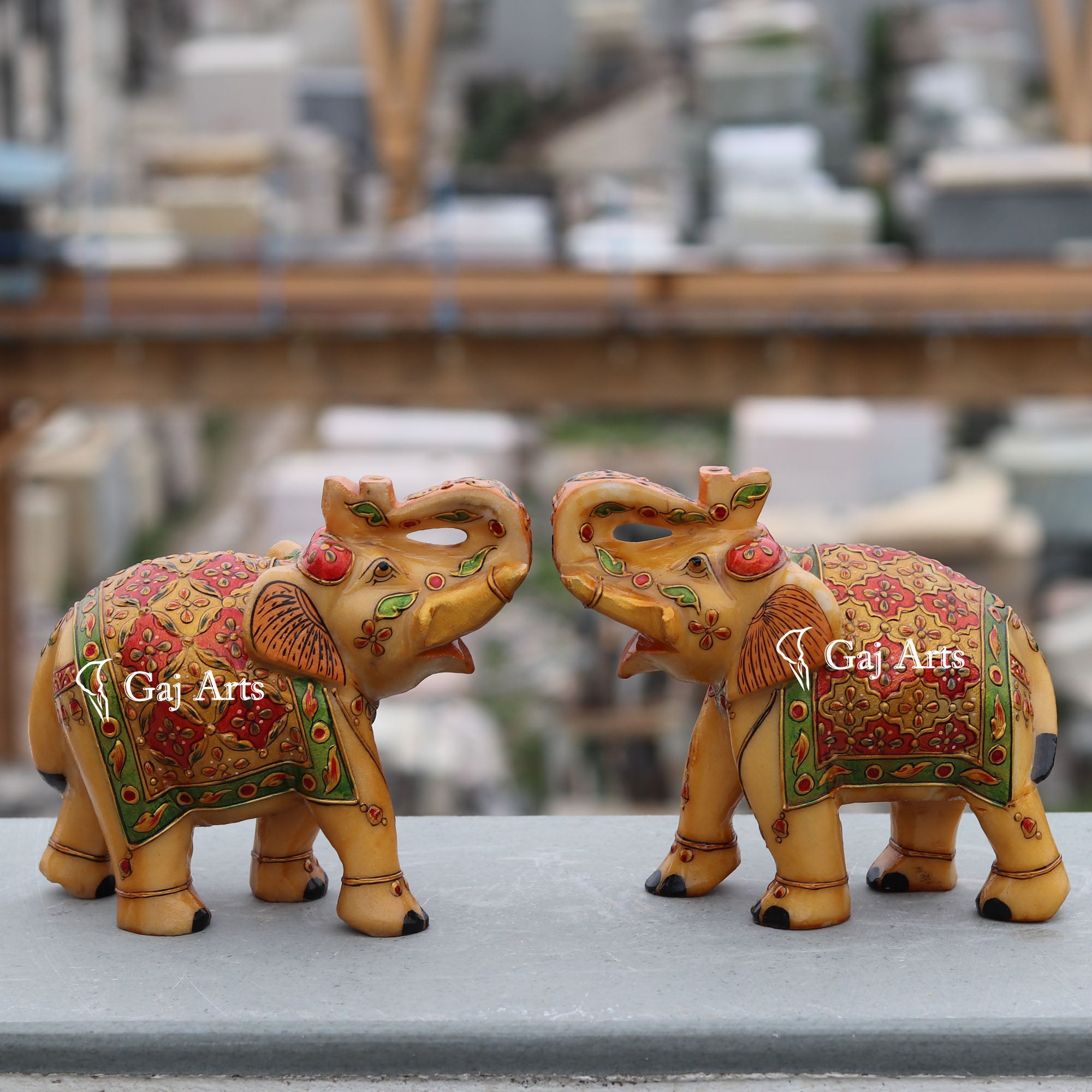White Marble Elephant Idol | 7 Inch