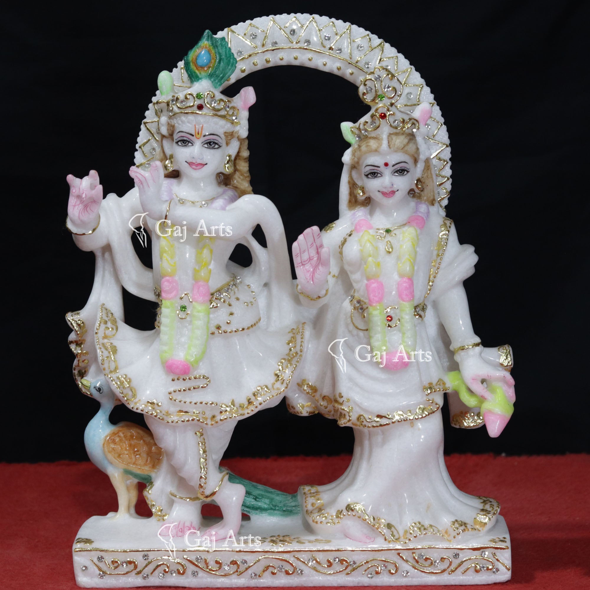 Super White Makrana Marble Radha Krishna Jugal Jodi Statue | 12 Inch