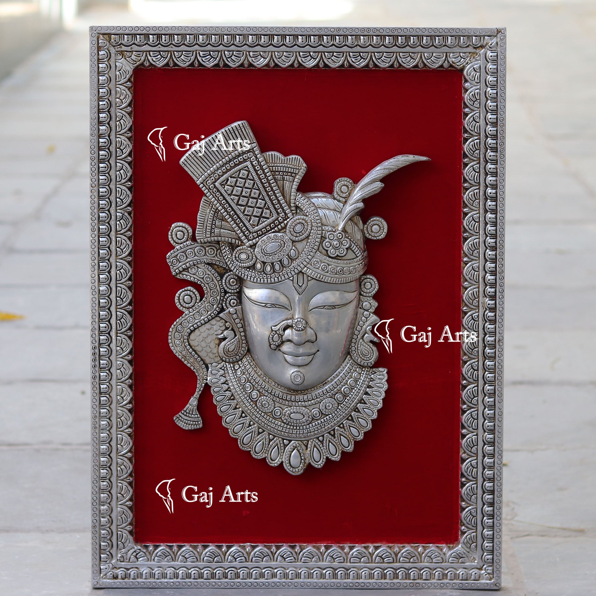Wooden with Metal Shreenath Ji Wall Panel | 30 Inch
