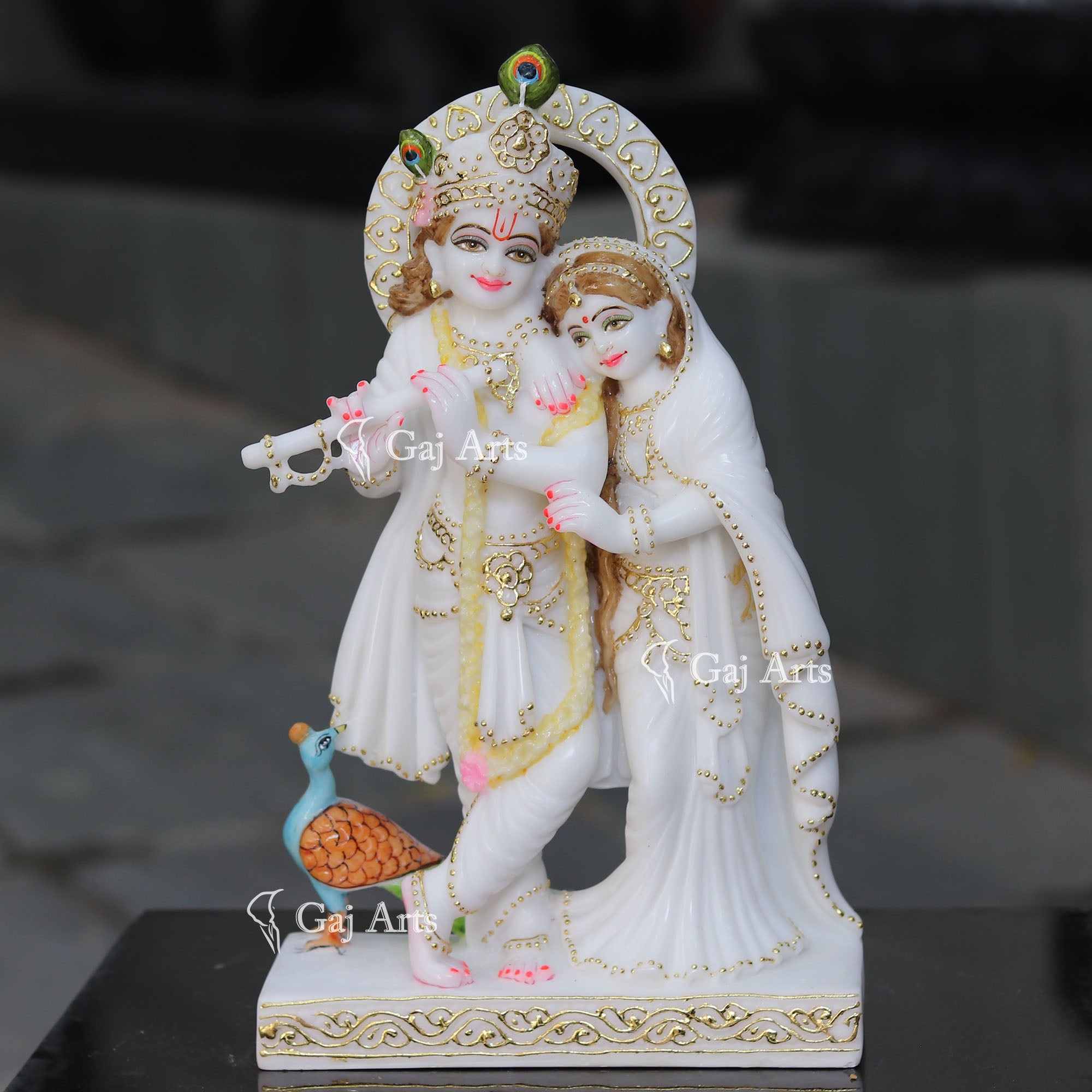 Super White Ethiopia Marble Krishna Idol | 15 Inch