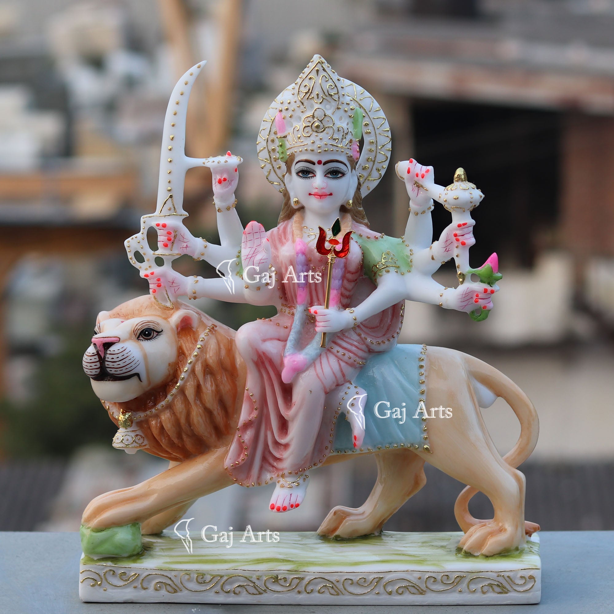 White Marble Durga Maa Idol | 15 Inch