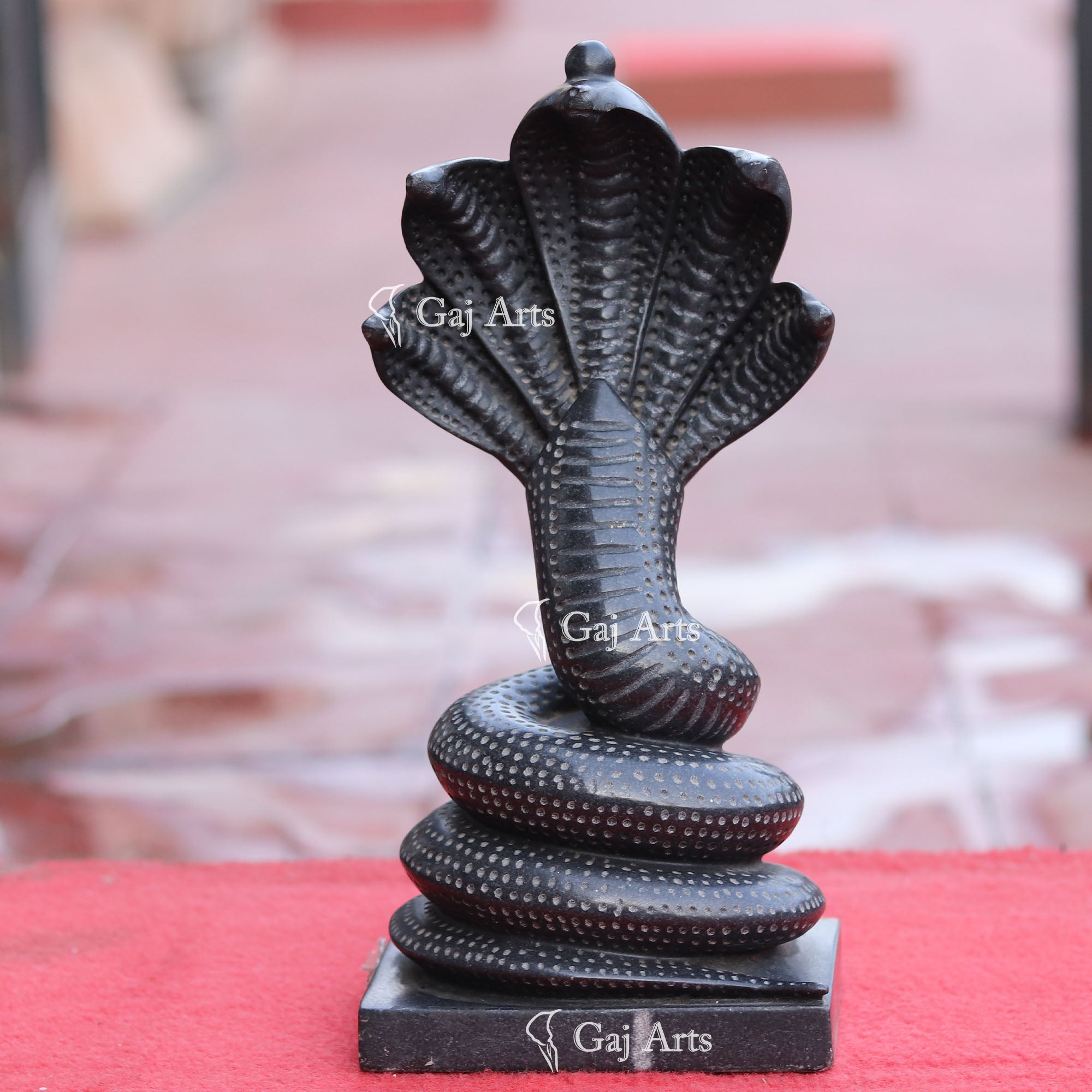 Rajasthan Black Marble Five Headed Naag Dev Statue | 12 Inch