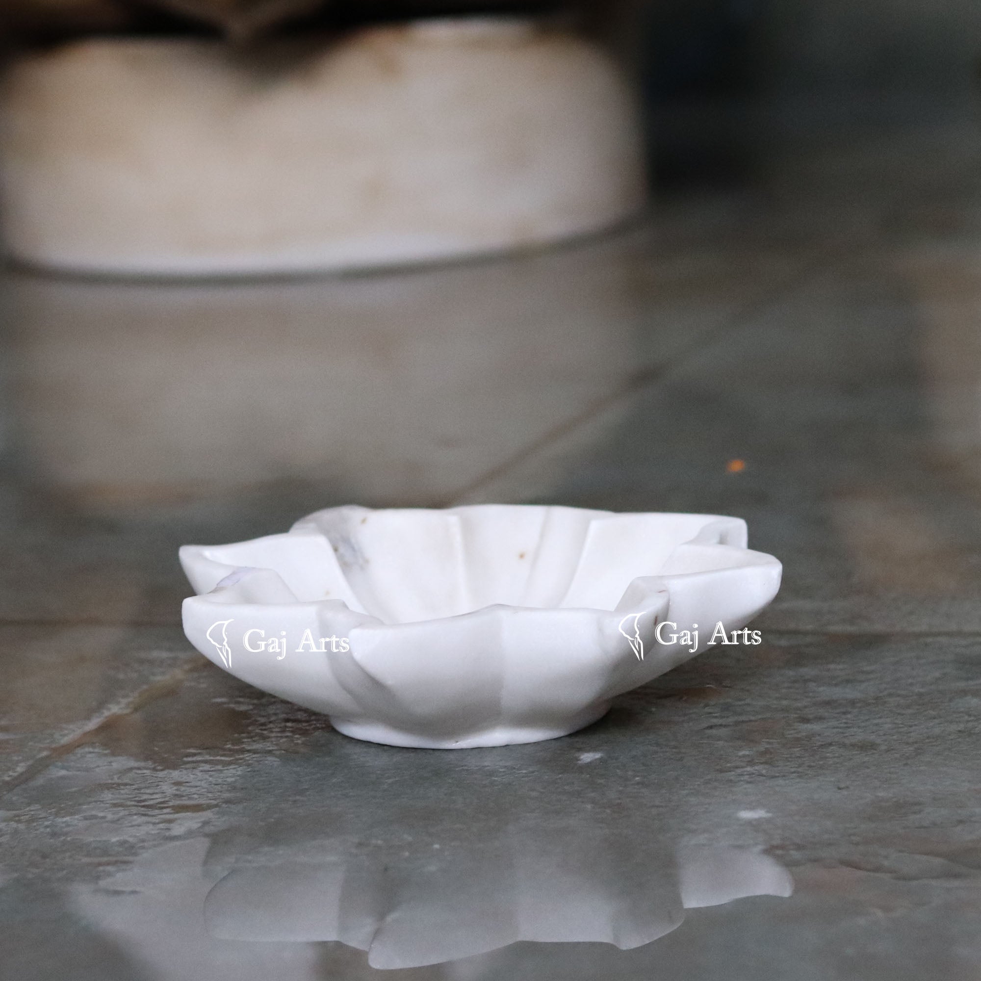 Rajasthan White Marble Lotus Flower  Bowl | 9 Inch