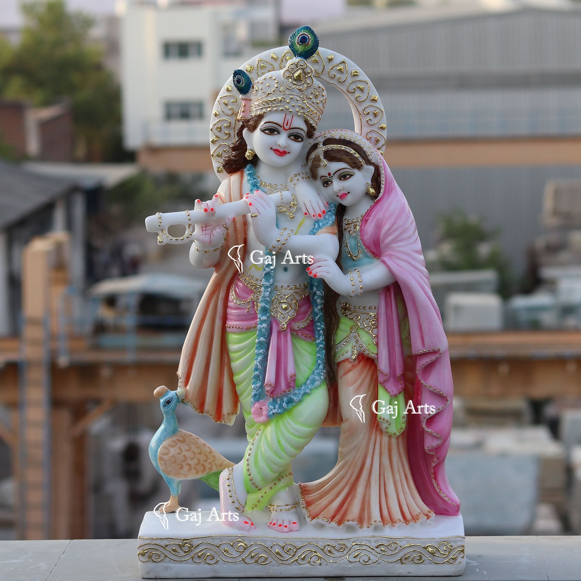 White Marble Ethiopia Radha Krishna Idol | 24 Inch