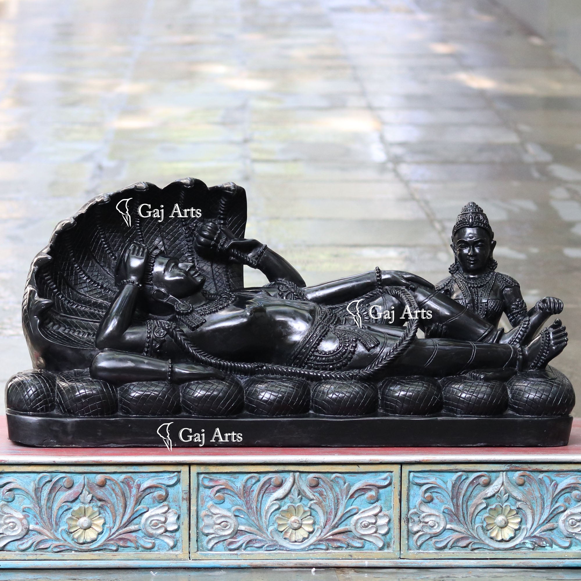 Black Marble Vishnu Ji Statue | 36 Inch