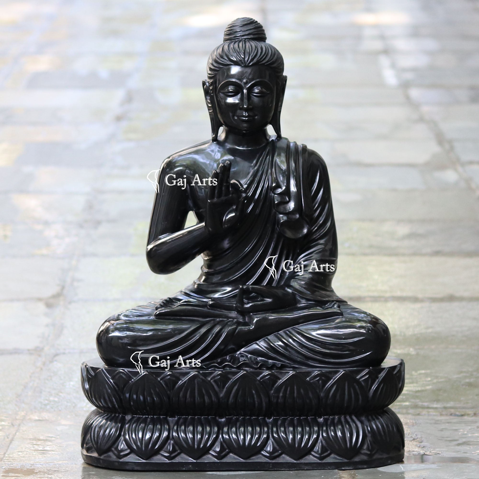 Black Marble Buddha Statue | 30 Inch
