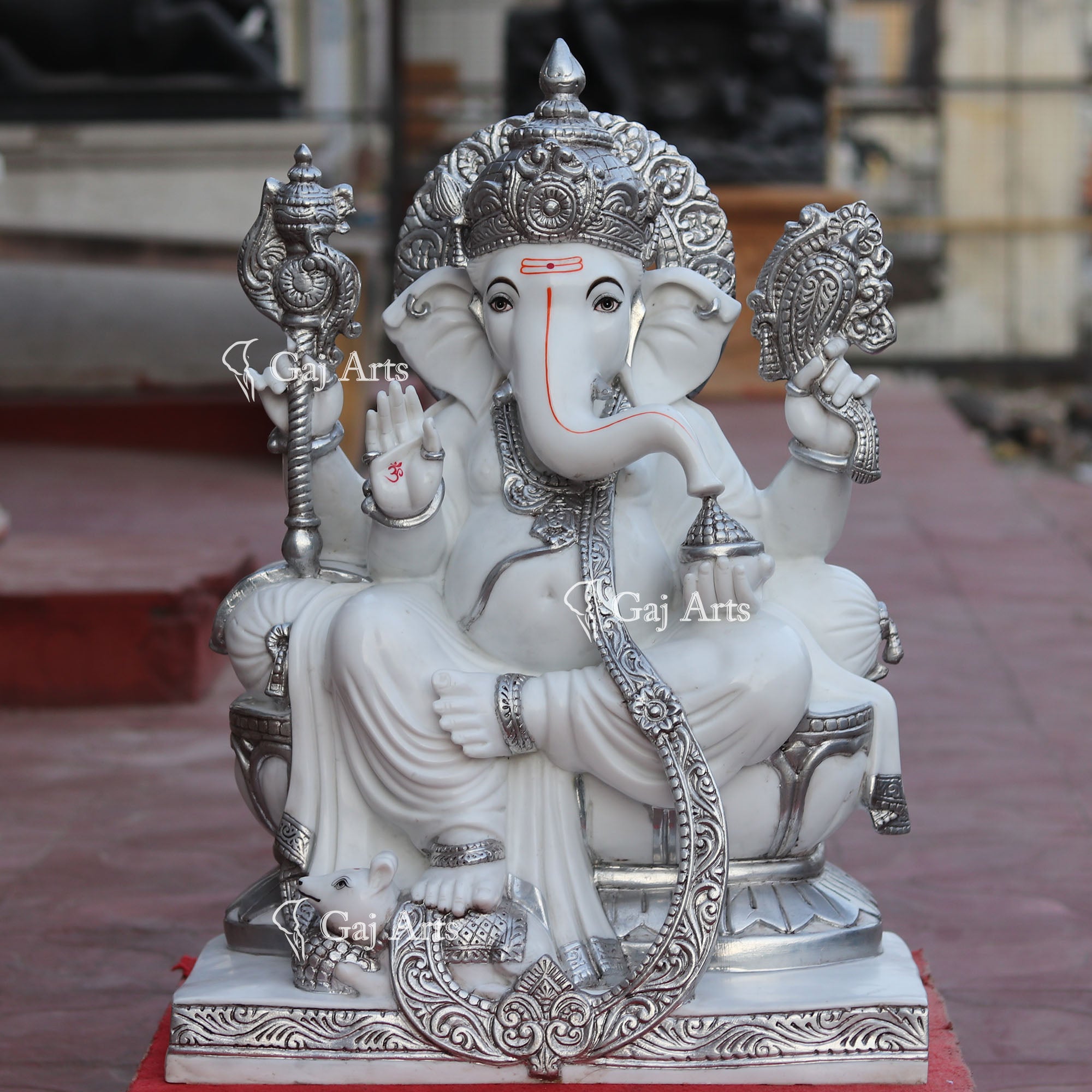 Makrana Marble Powder Ganesh Statue | 30 Inch