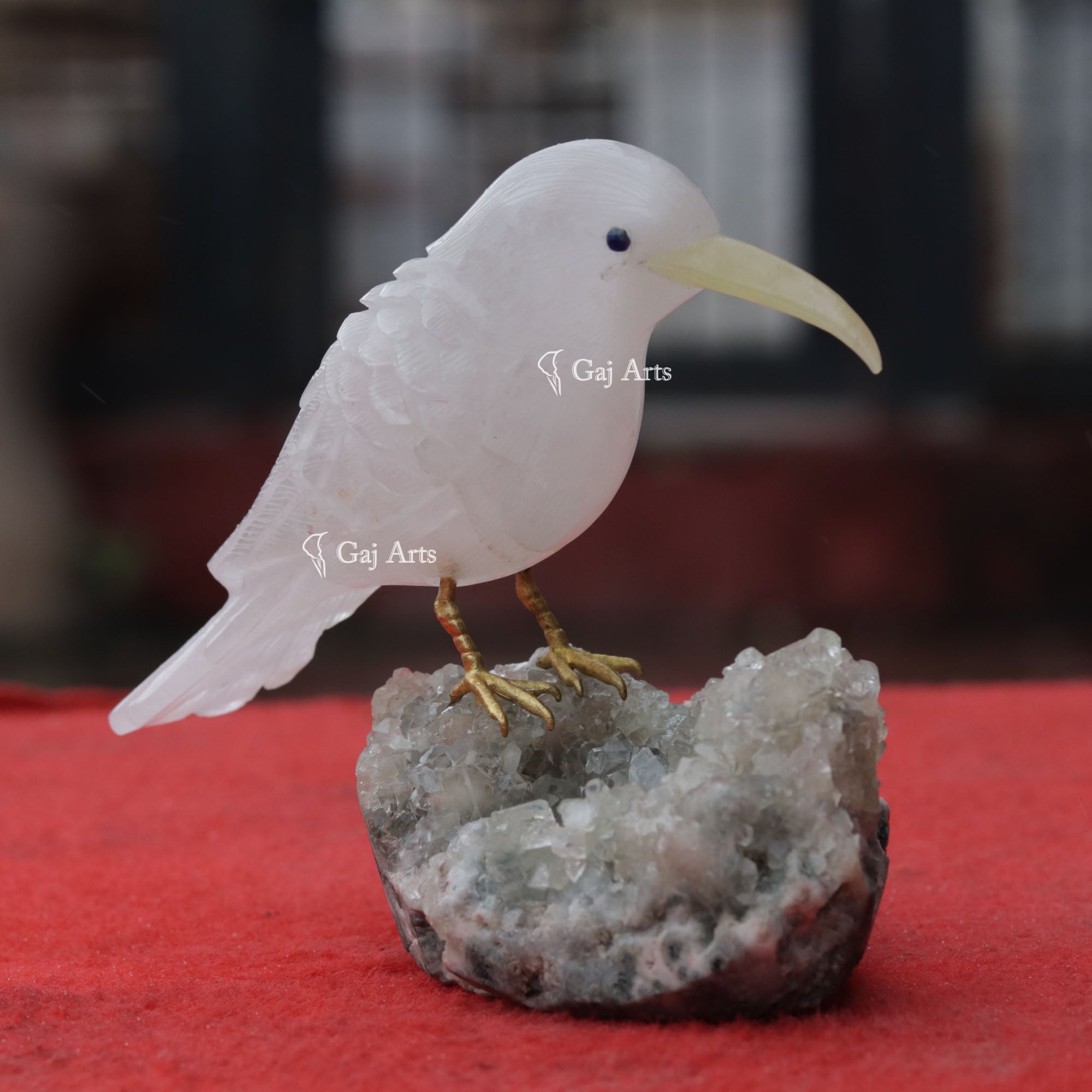White Quartz Bird Sculpture | 6 Inch