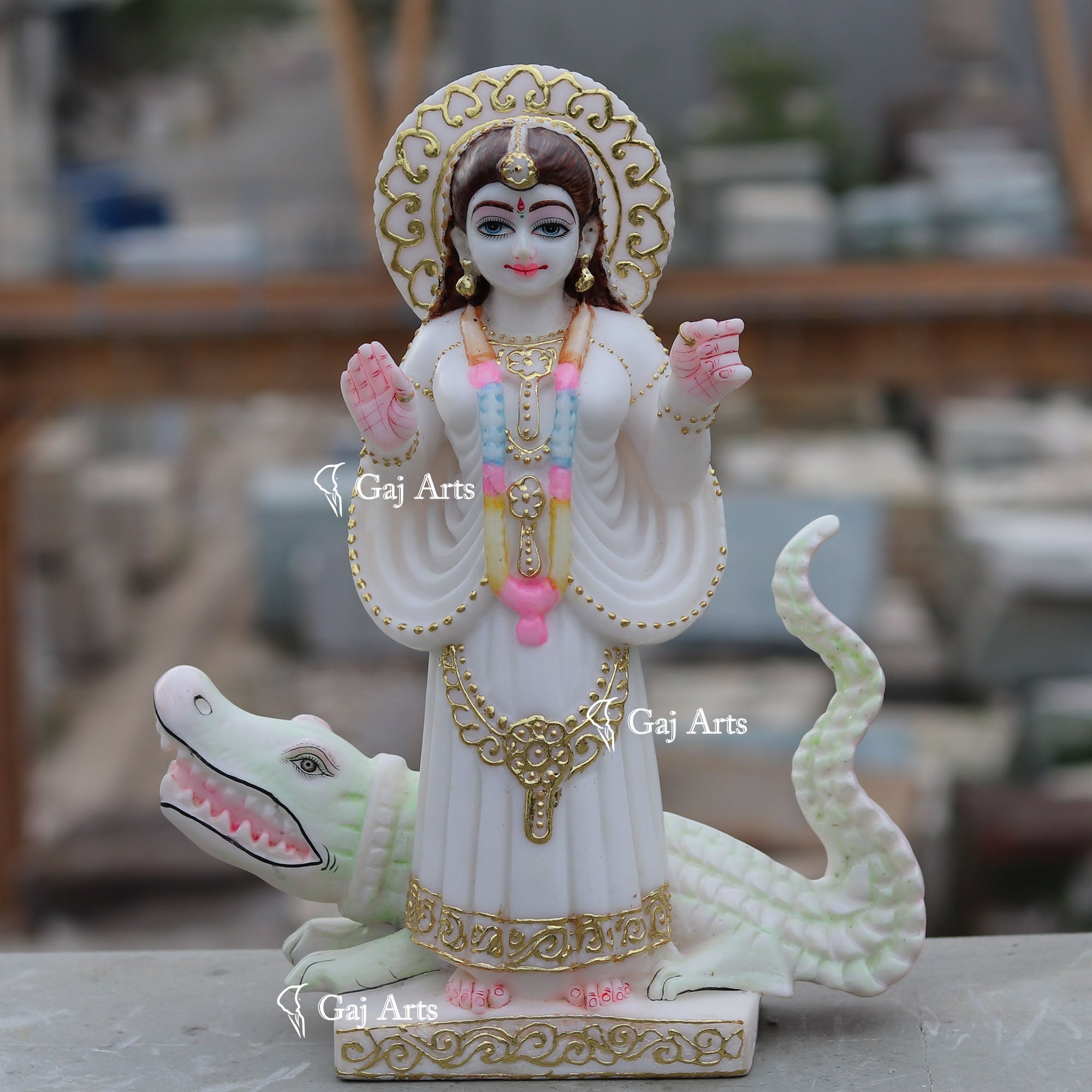 White Marble Ethiopia Khodiyar Maa Idol | 15 Inch