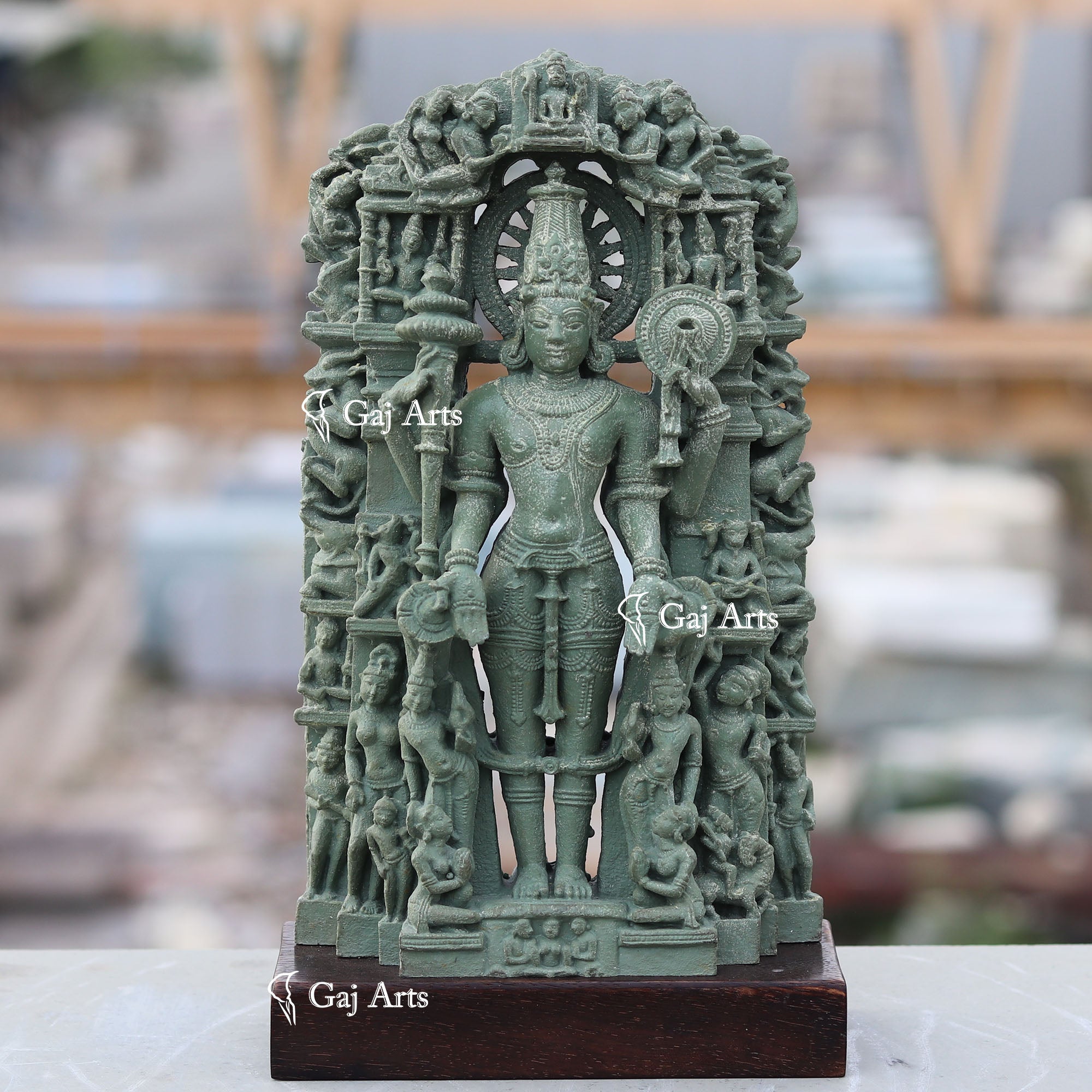 Natural  Green Quartz Vishnu Ji Murti | 12 Inch